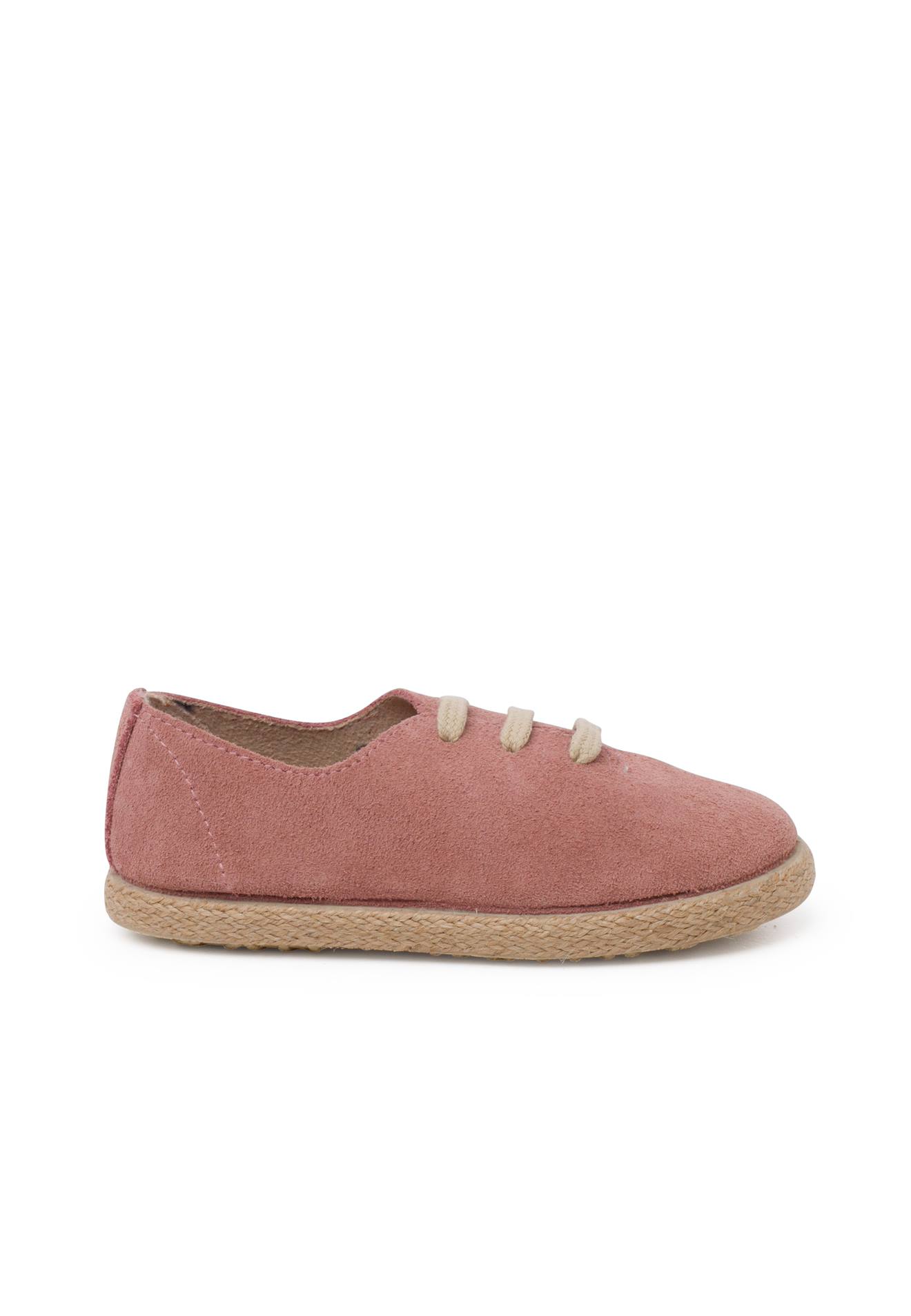 Tennis Avec Lacets En Suède Et Jute Pour Enfant Vieux Rose