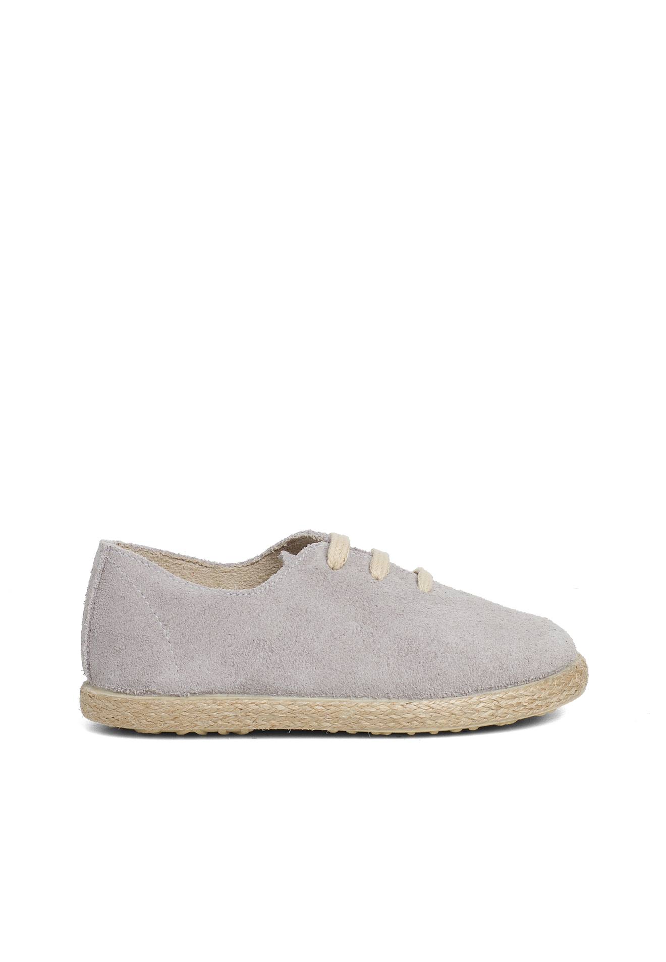 Tennis Avec Lacets En Suède Et Jute Pour Enfant Gris Perle