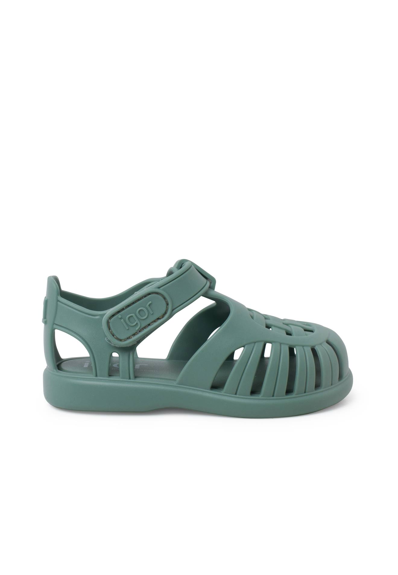 Sandales Plastique À Fermeture Scratch Tobby Solid Sauge
