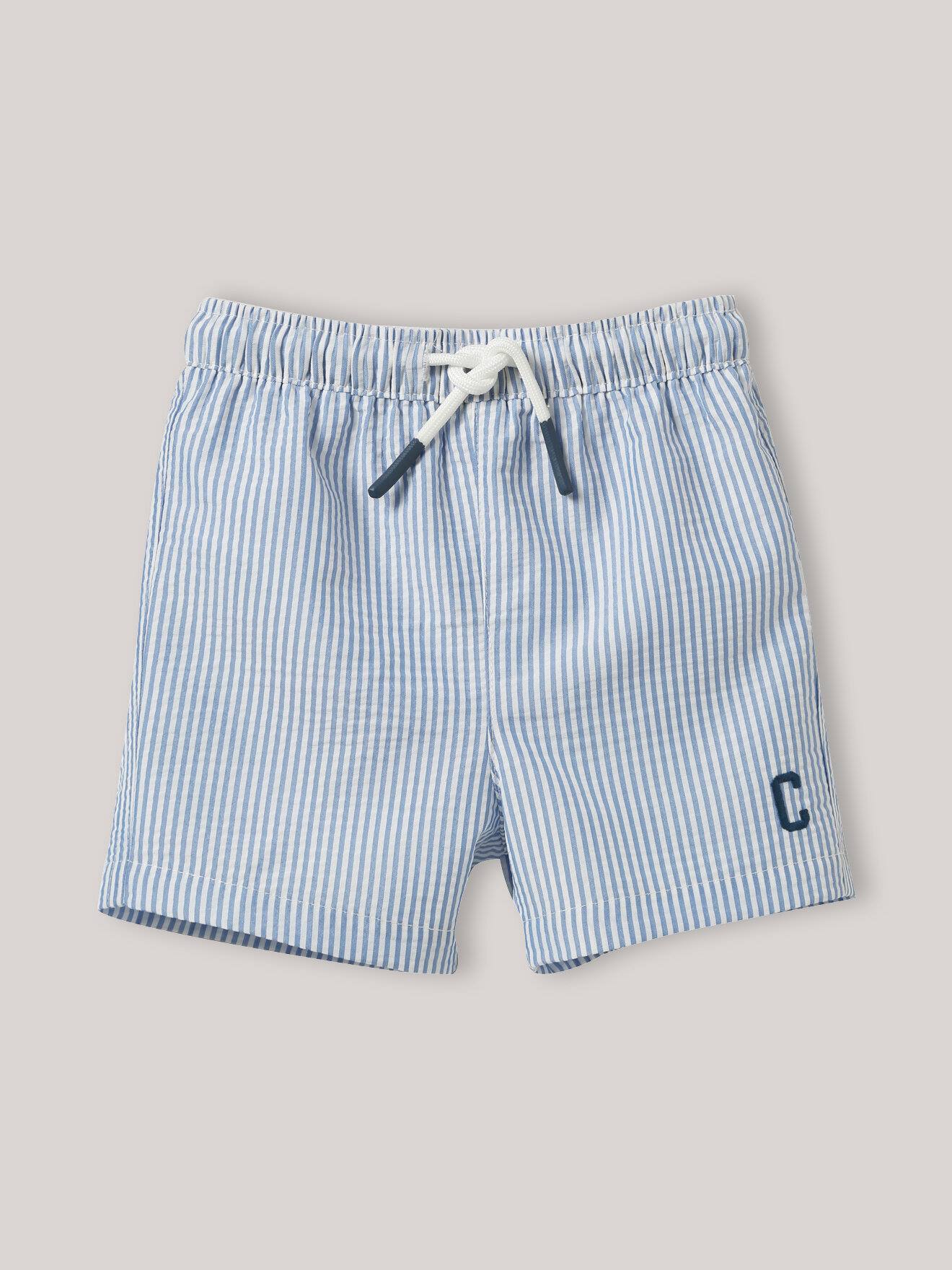 Short De Bain En Seersucker Bébé Rayre Bleue