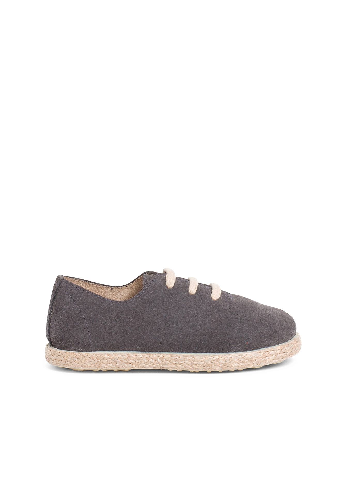 Tennis Avec Lacets En Suède Et Jute Pour Enfant Gris