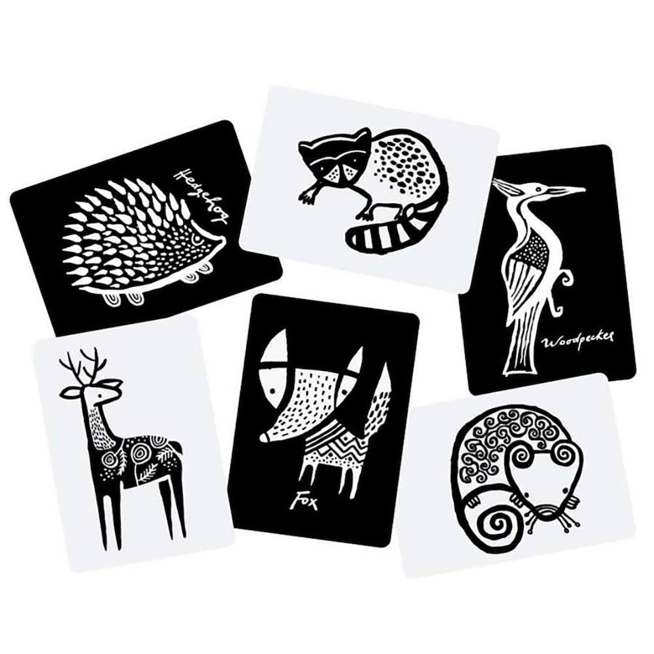 Boîte De 6 Cartes Imagier En Noir Et Blanc - Forêt Multi-coloured (Wee Gallery) - Image 1