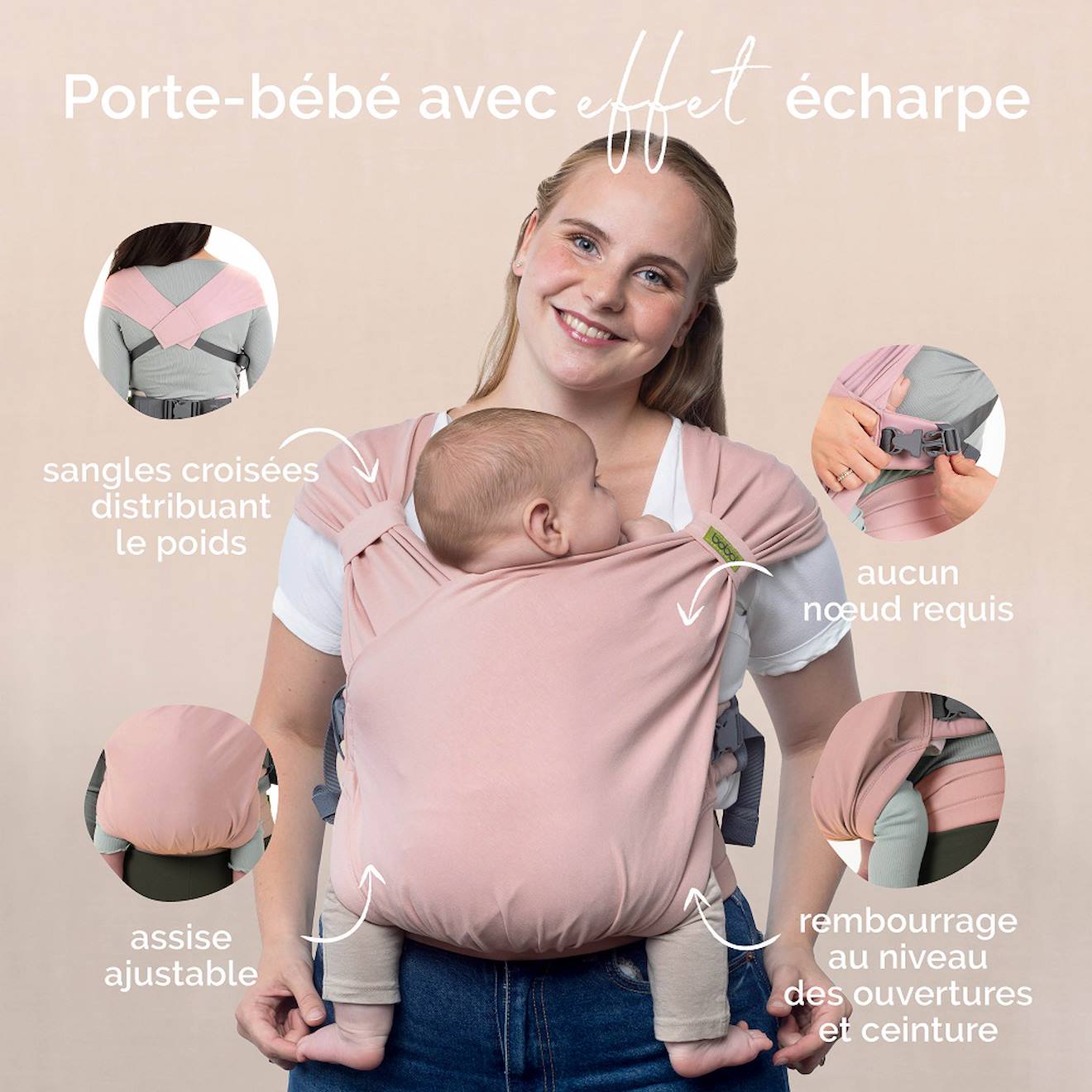 Porte-bébé Hybride Boba Bliss Bloom Rose (Boba) - Image 1