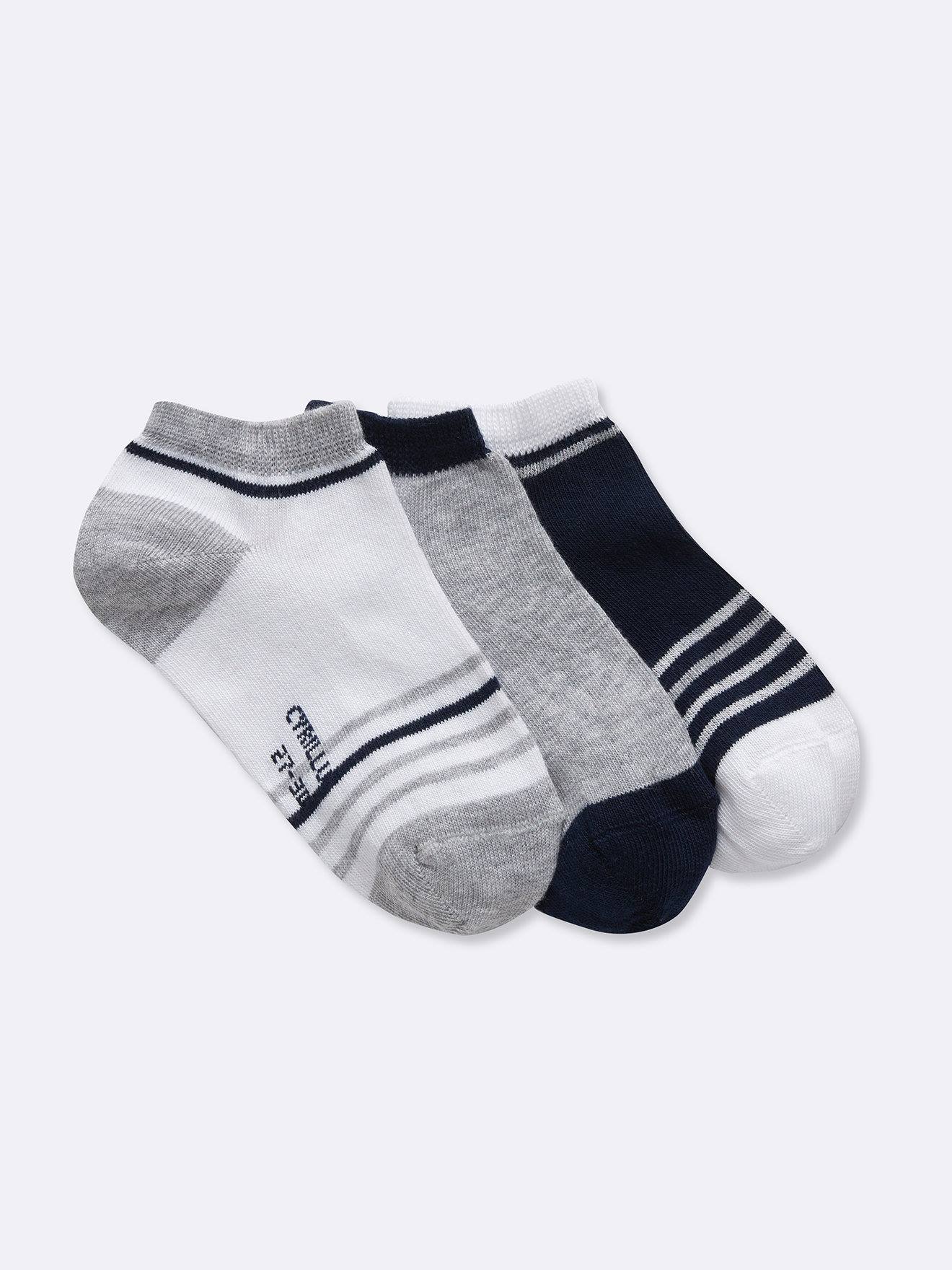 Socquettes Sport Par Lot De 3 Garçon Gris Moyen Bicolore