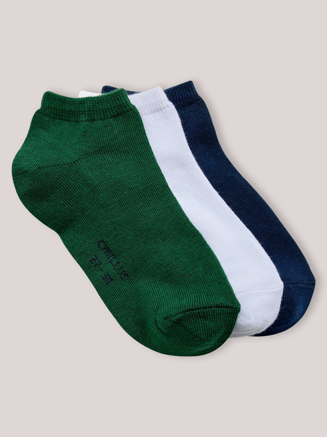 Socquettes Unies Par Lot De 3 Garçon Vert Anglais
