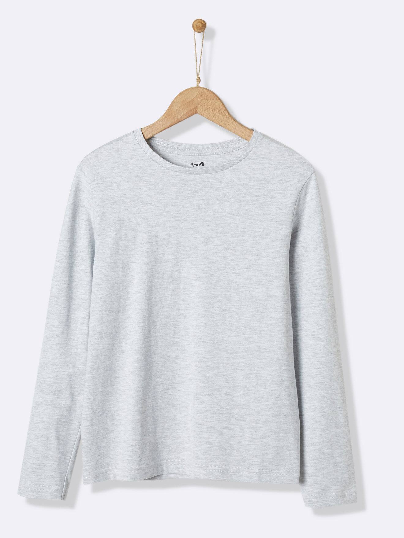 T-shirt Manches Longues 6450 Gris Moyen Uni Avec