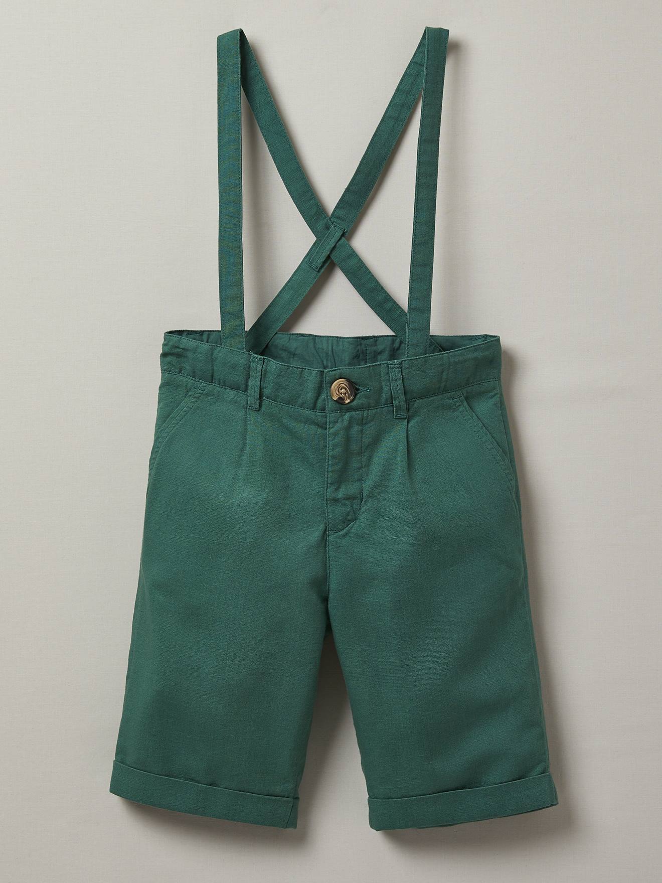 Bermuda De Cérémonie Lin/coton 6729 Vert Moyen Uni