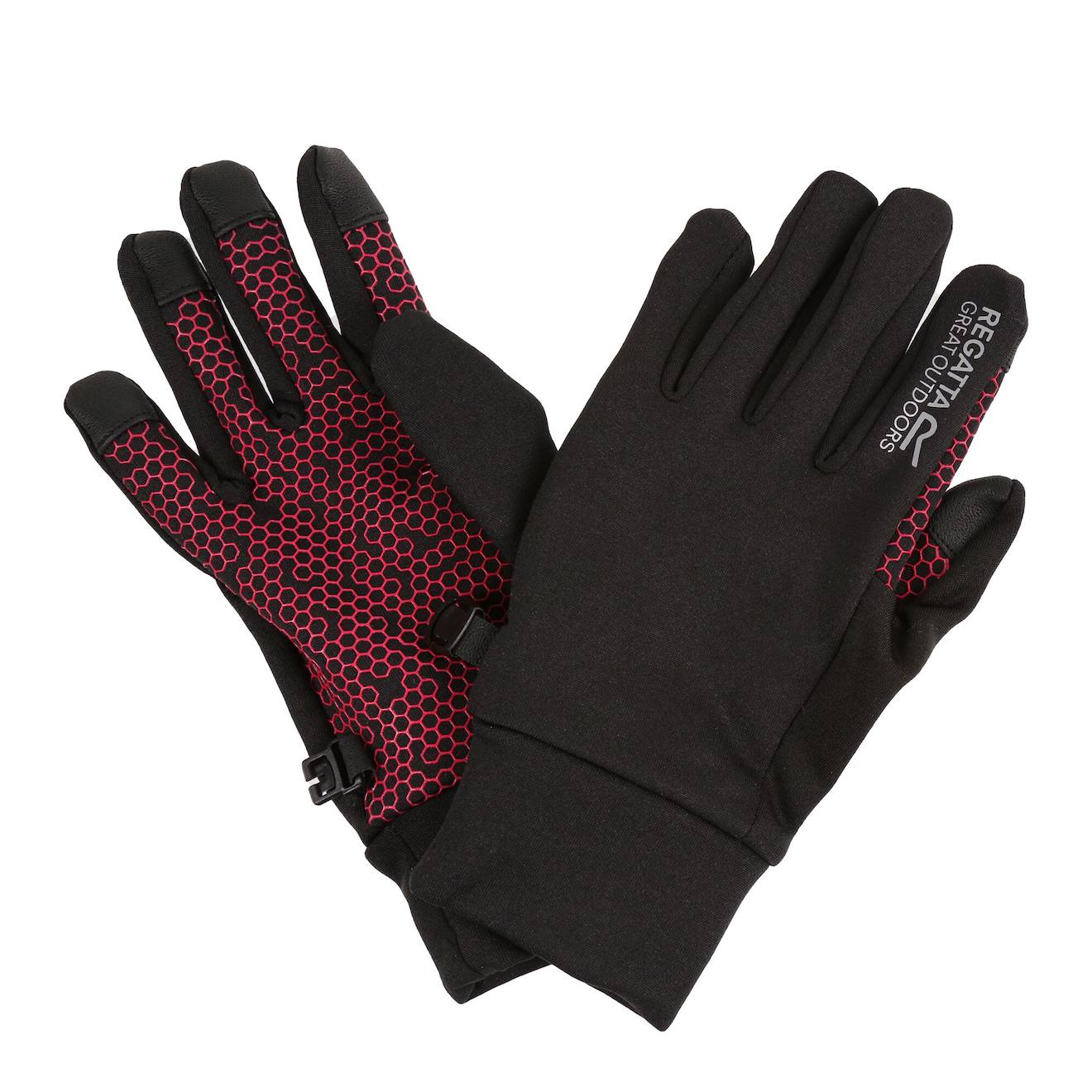 Gants Polyester Grippy Ii Noir / Rose Fluo