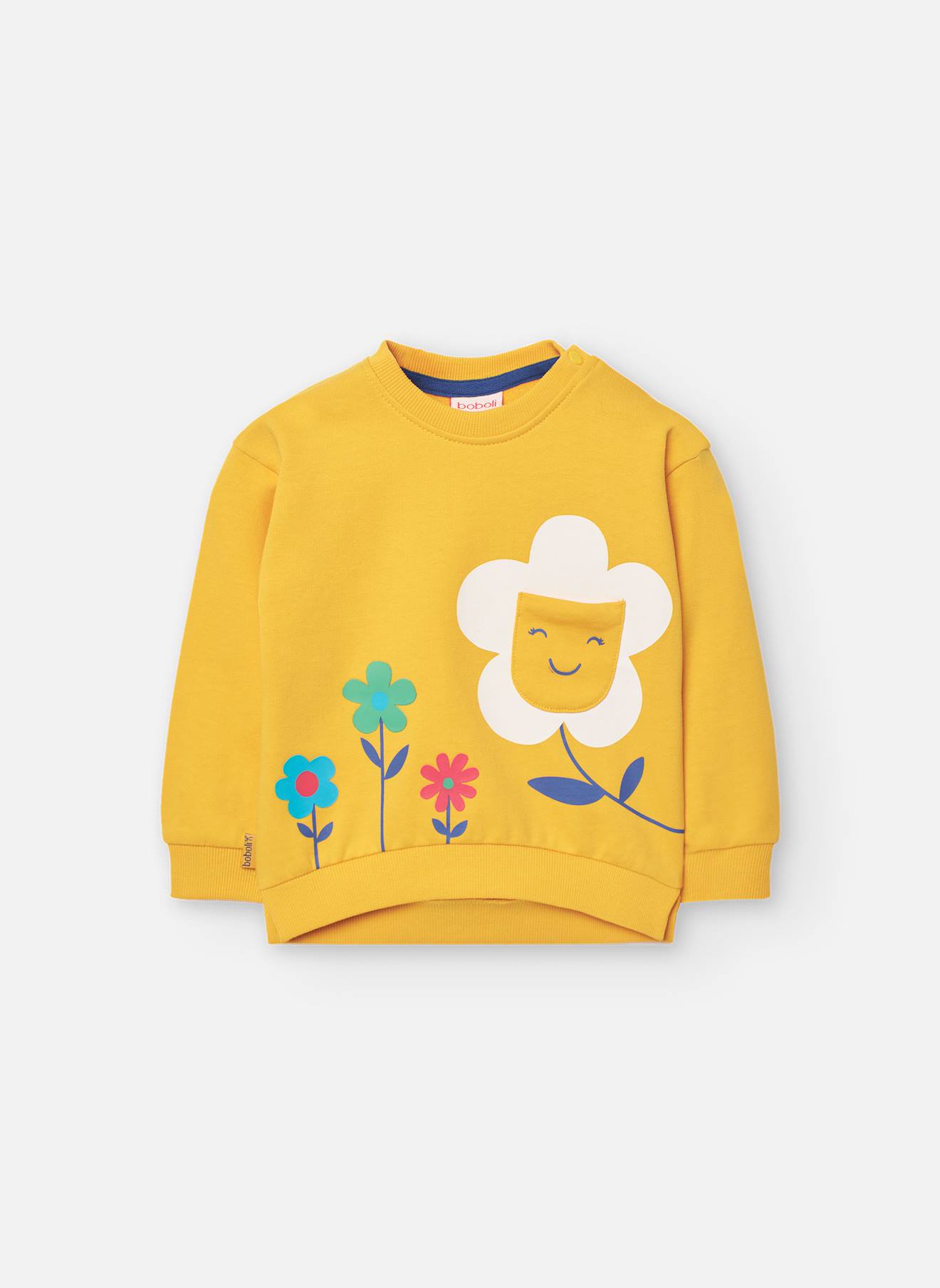 Sweat En Coton Avec Dessin Frontal Jaune