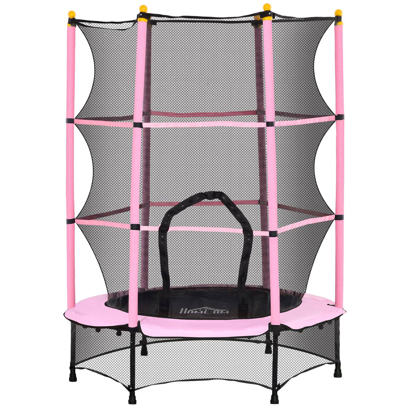 Trampoline De Jardin Enfants Ø 1,40 X 1,90h M Filet De Sécurité Porte Zipée Couvre-ressorts 6 Poteaux Rembourrés Inclus Rose
