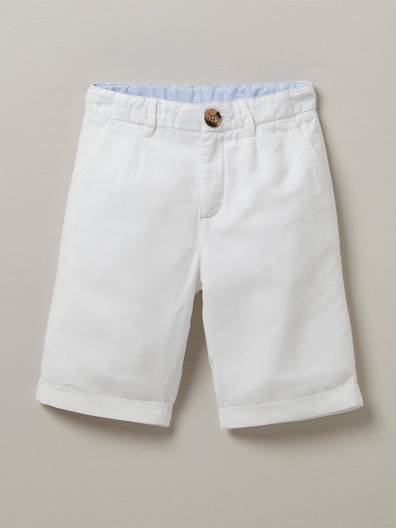 Bermuda De Cérémonie Lin/coton Blanc Clair