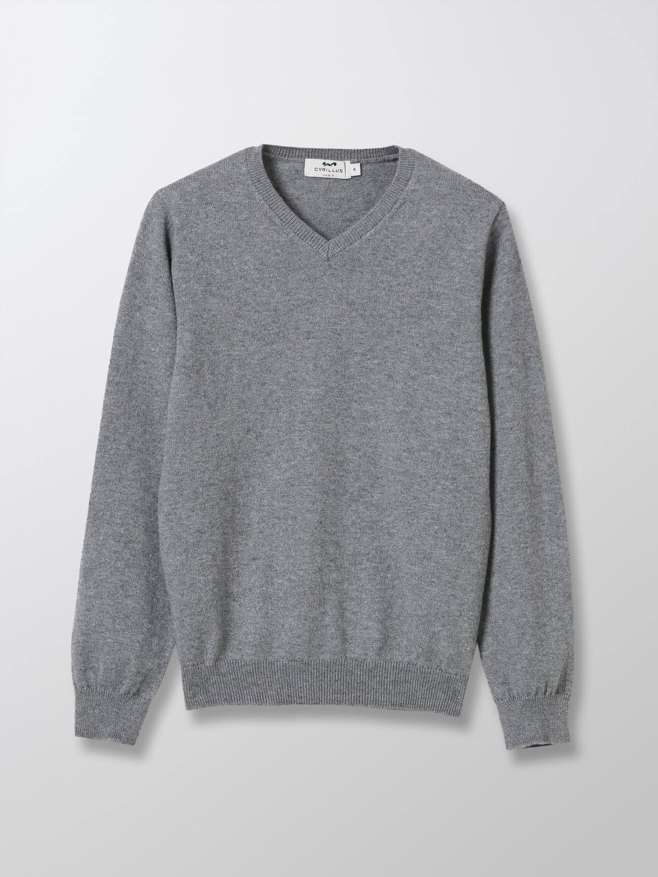 Pull Col V Gris Fonce Chine