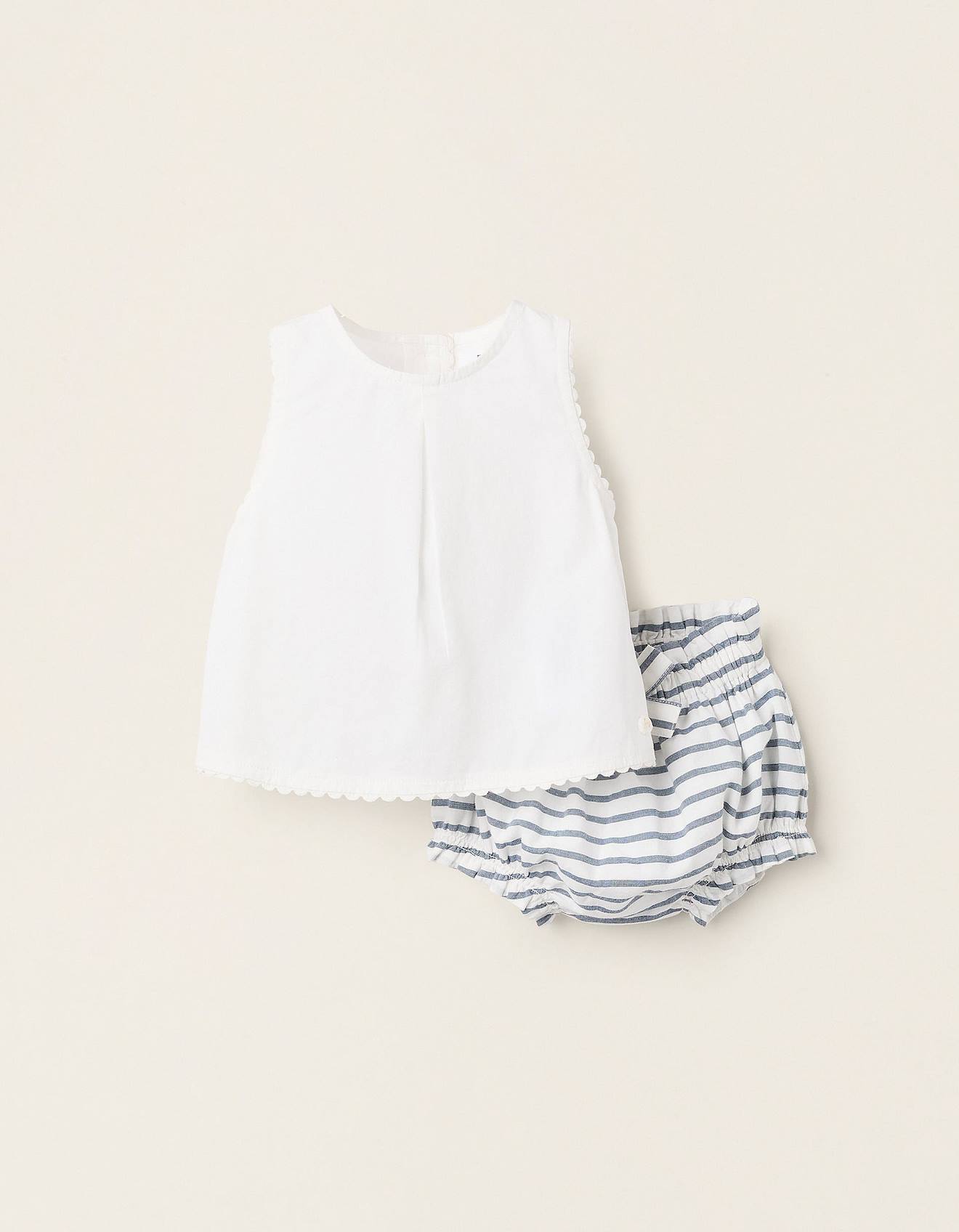 Top + Bloomer En Coton À Rayures Blanc