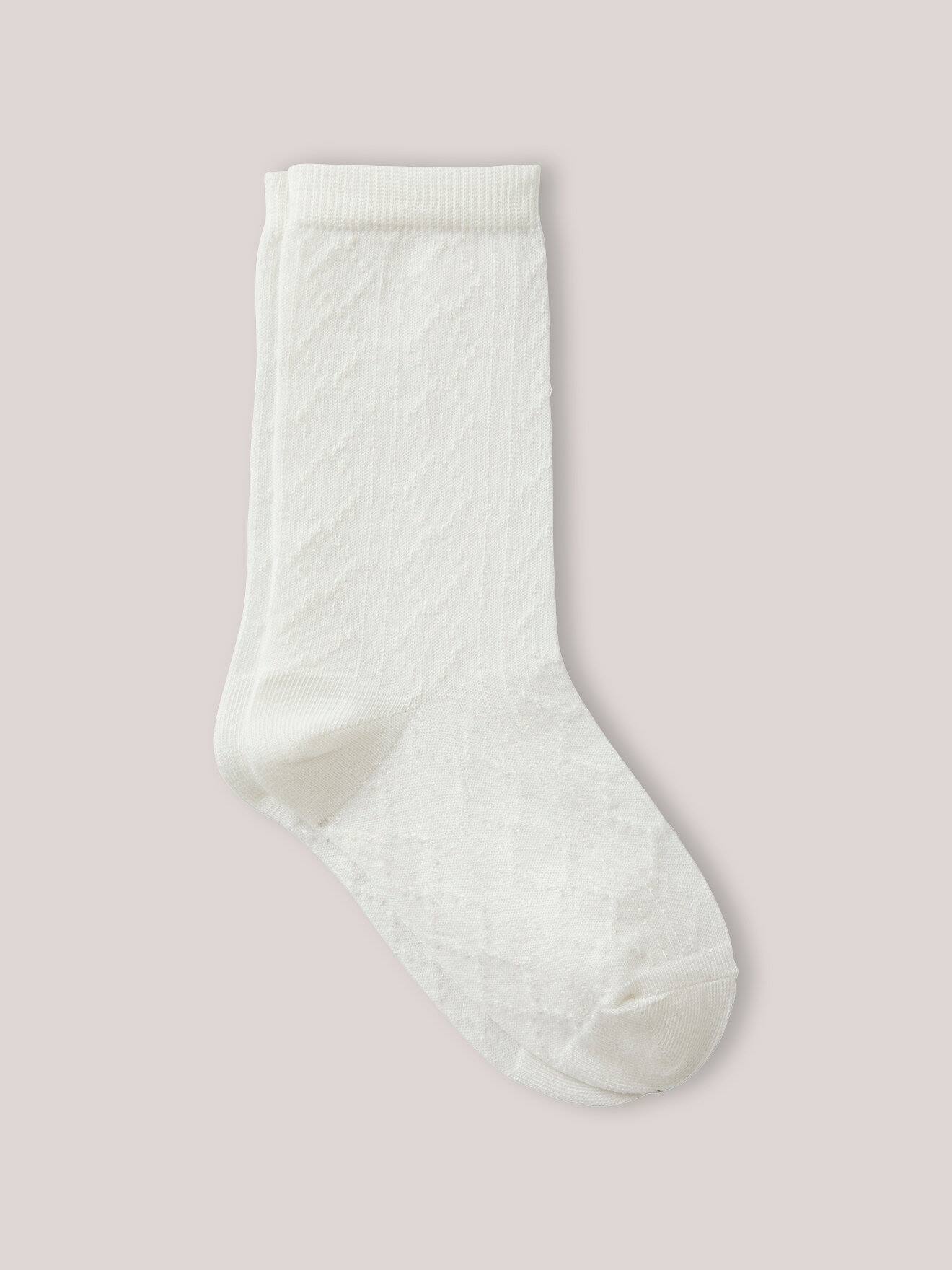 Chaussettes Fille Maille Fantaisie Blanc