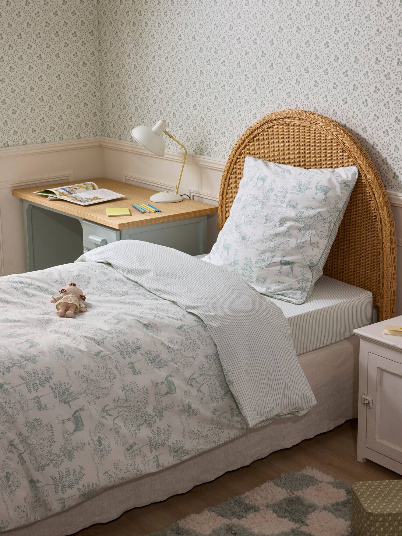Housse De Couette Coton esprit Petit Jouy Jouy Céladon