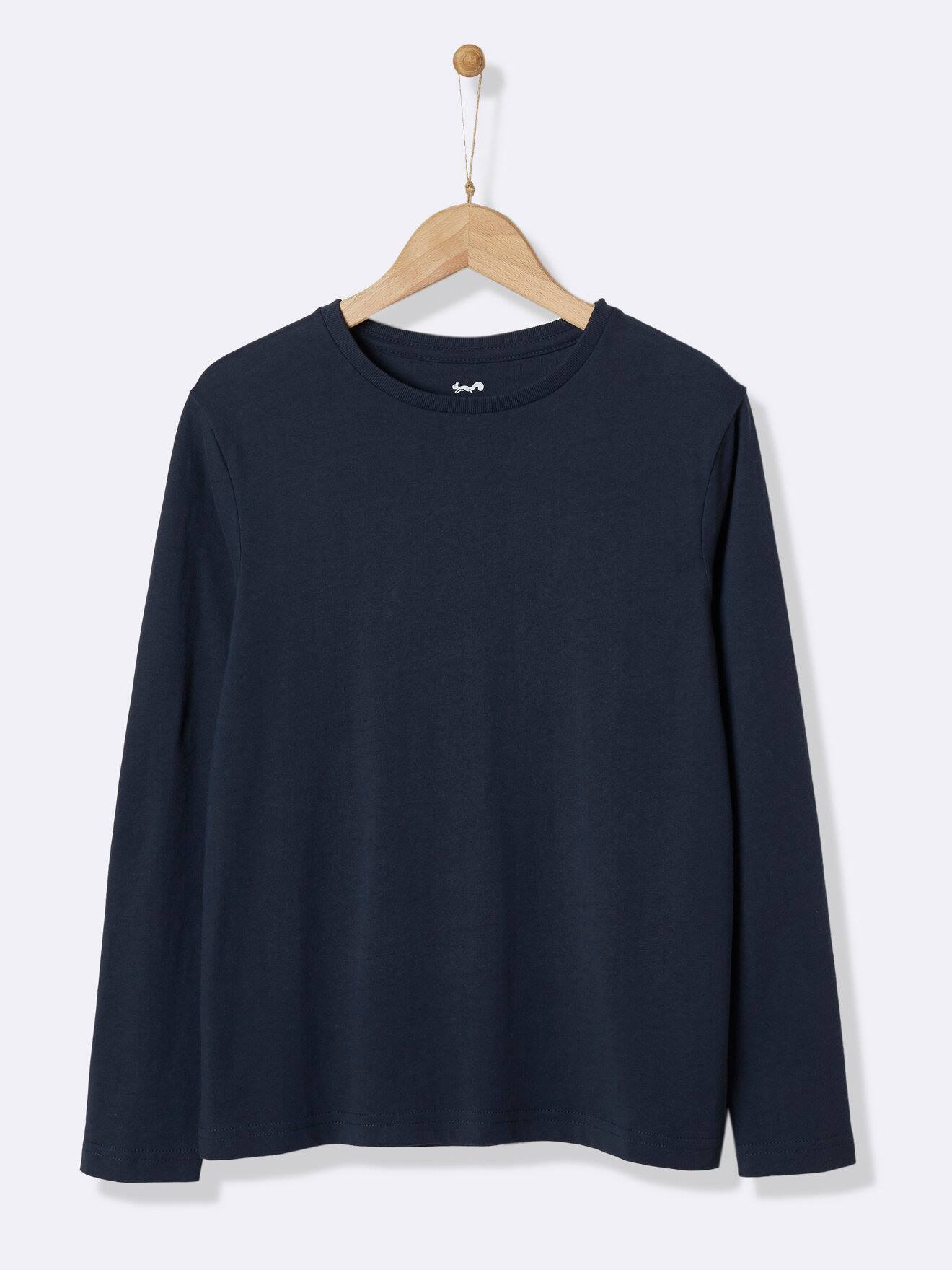 T-shirt Manches Longues 6400 Bleu Fonce Uni Avec