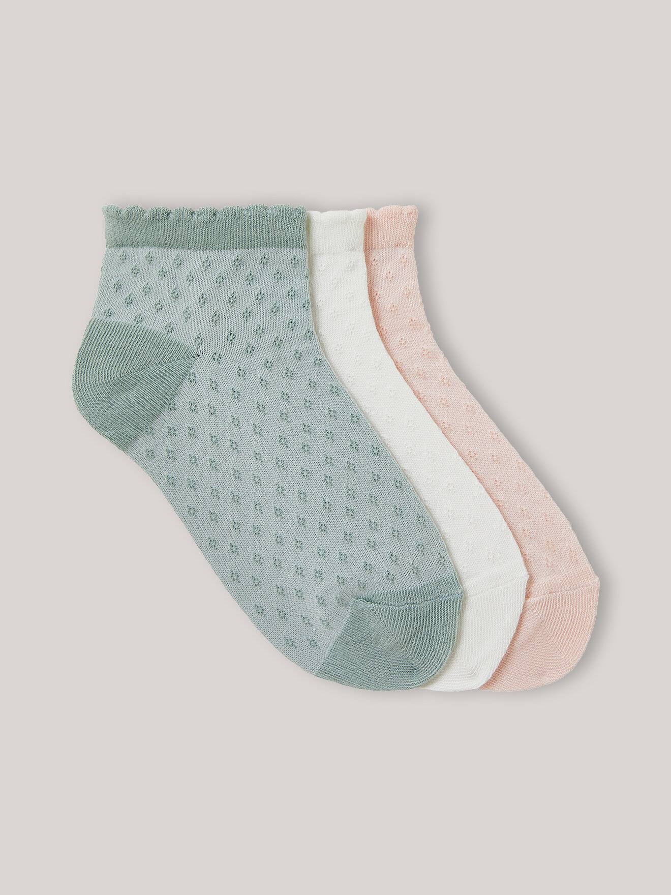 Socquettes Fille Pointelles Par Lot De 3 Celadon
