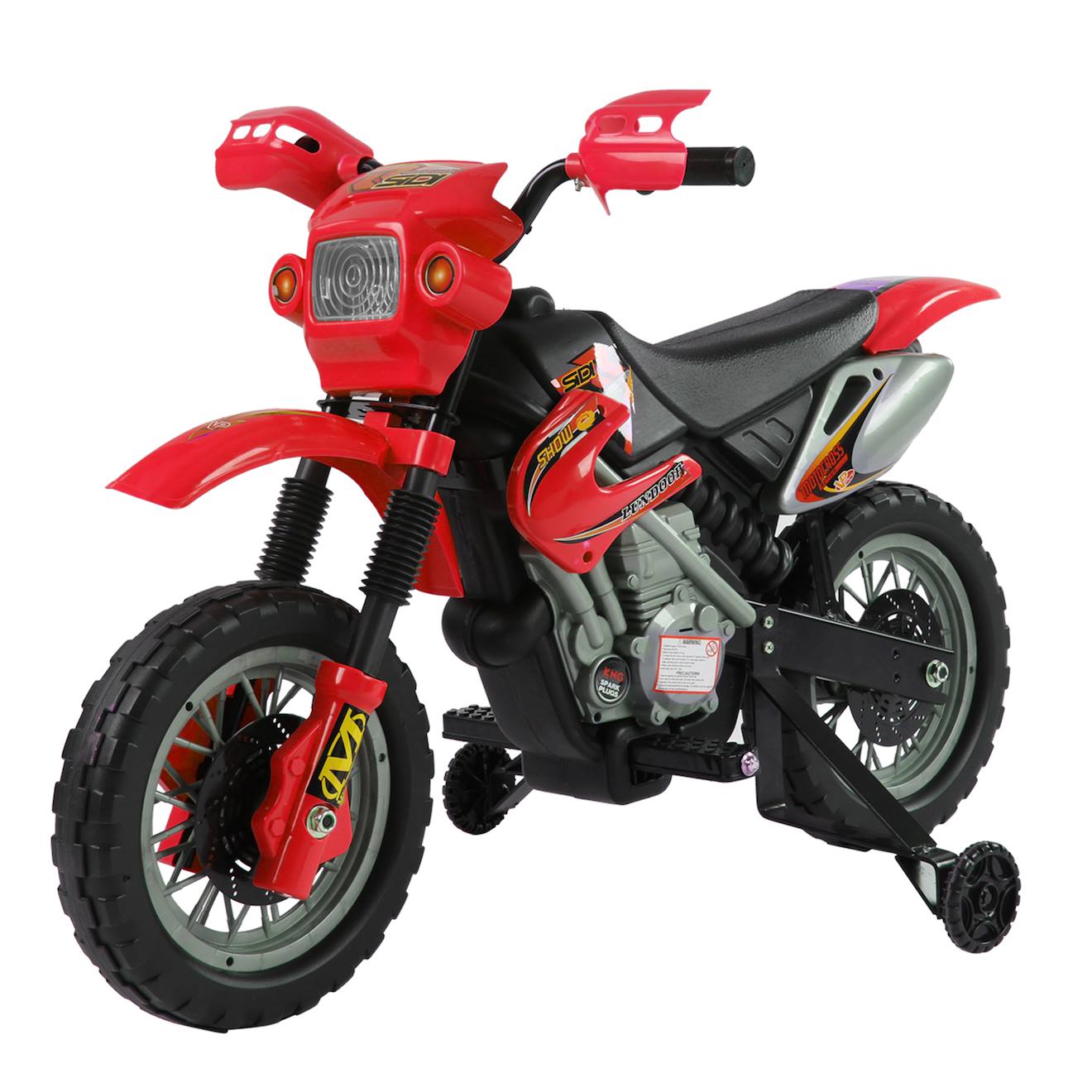 Moto Cross Électrique Enfant 6v Max. : 2,5 Km/h Phare Klaxon Musiques Rouge