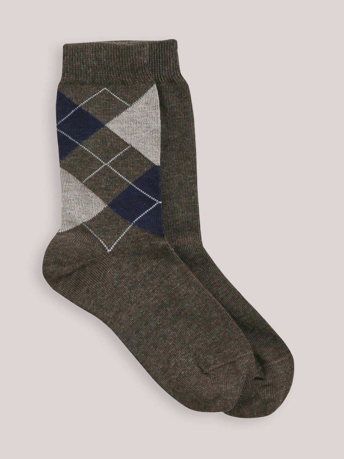 Lot De 2 Chaussettes Intarsia Et Unie Marron