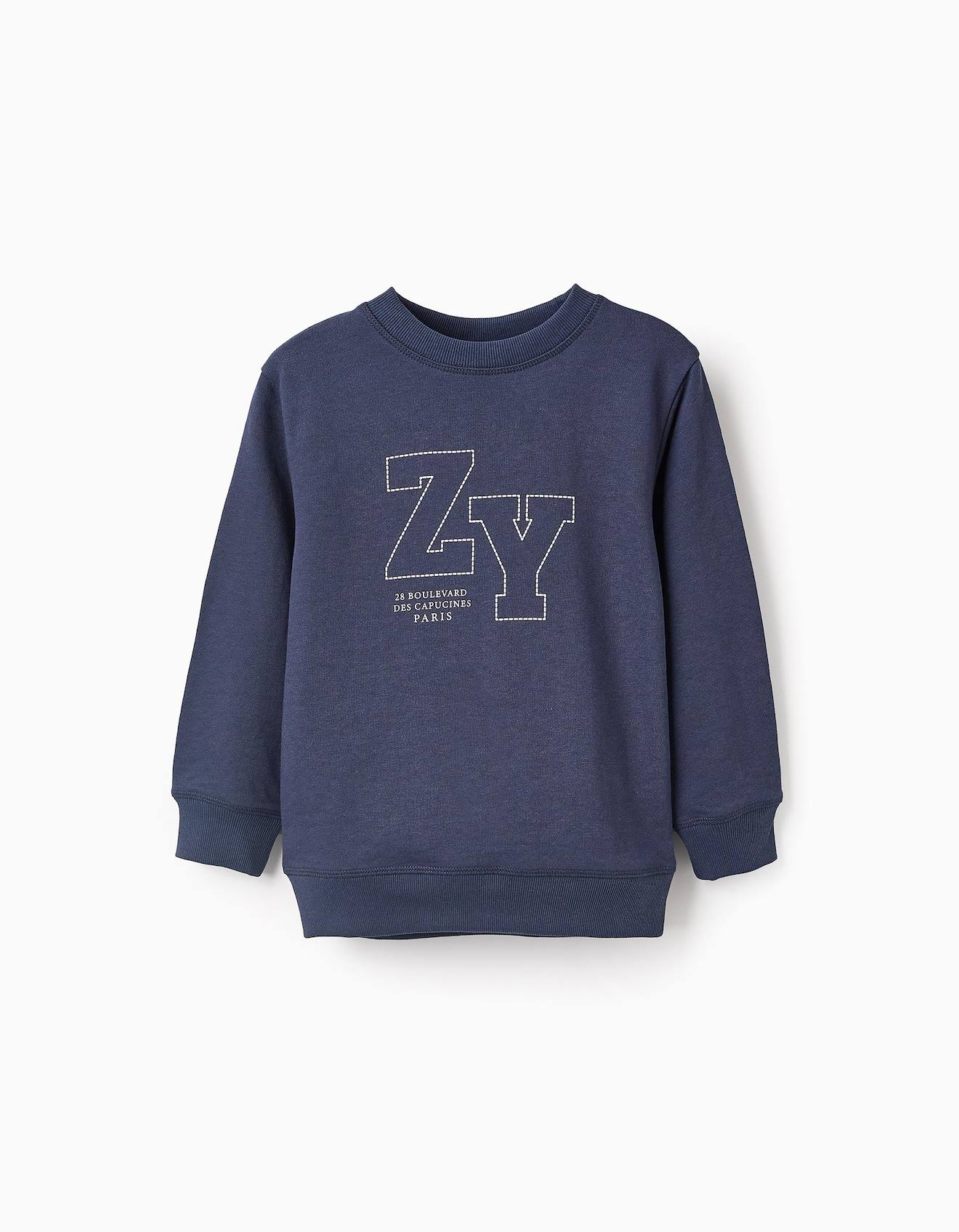 Sweat Avec Imprimé Bleu Foncé