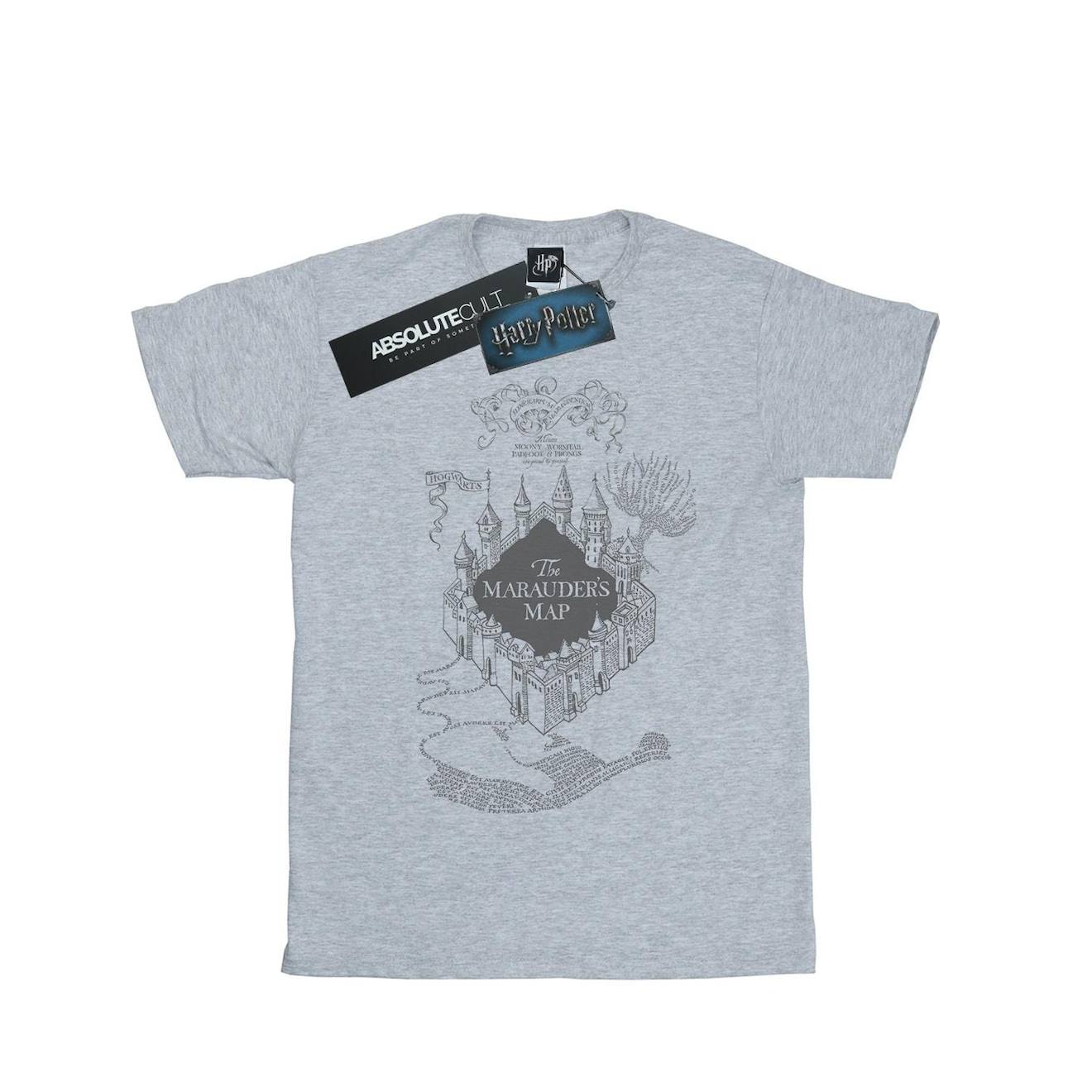 T-shirt Coton Harry Potter The Marauder's Map Gris Chiné