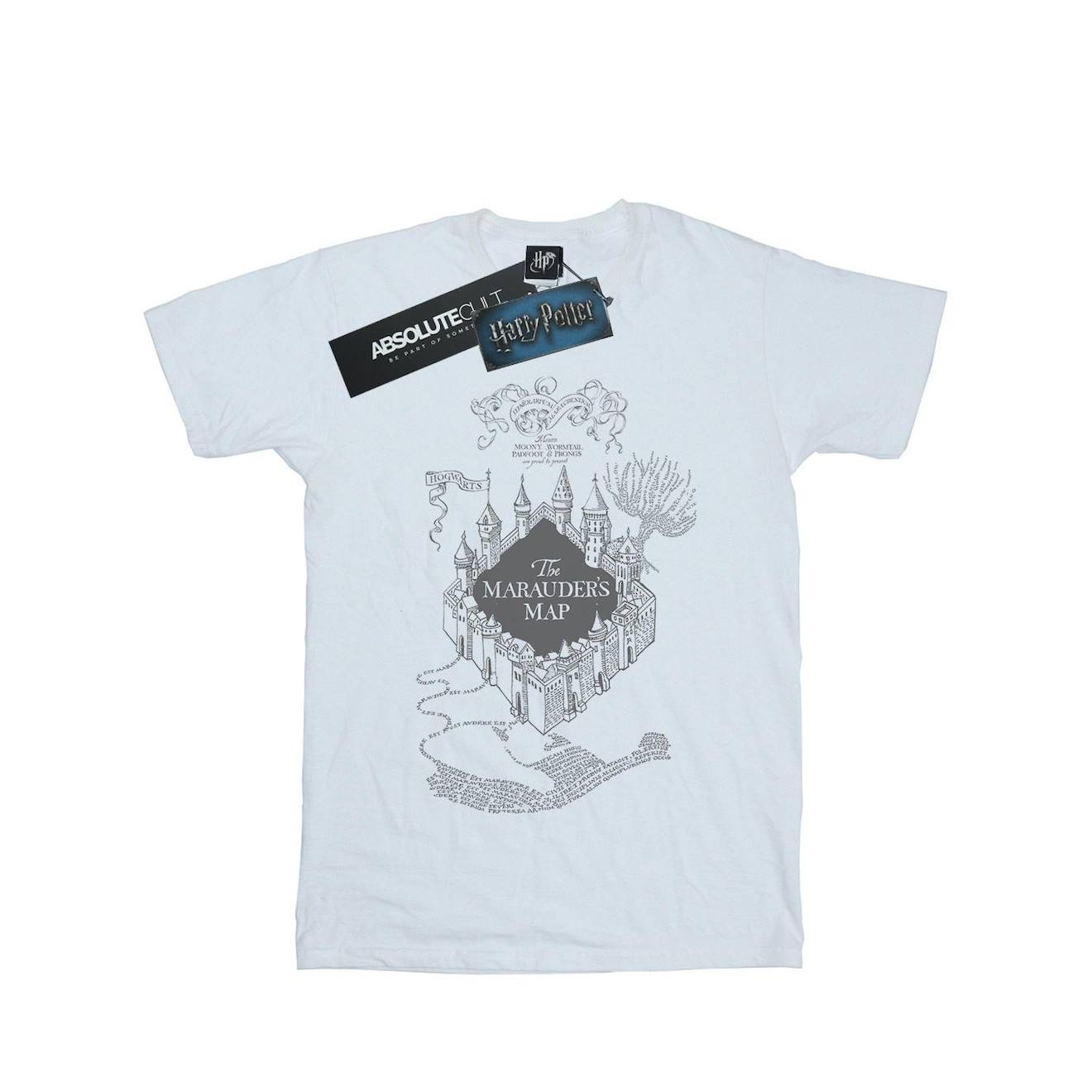 T-shirt Coton Harry Potter The Marauder's Map Blanc