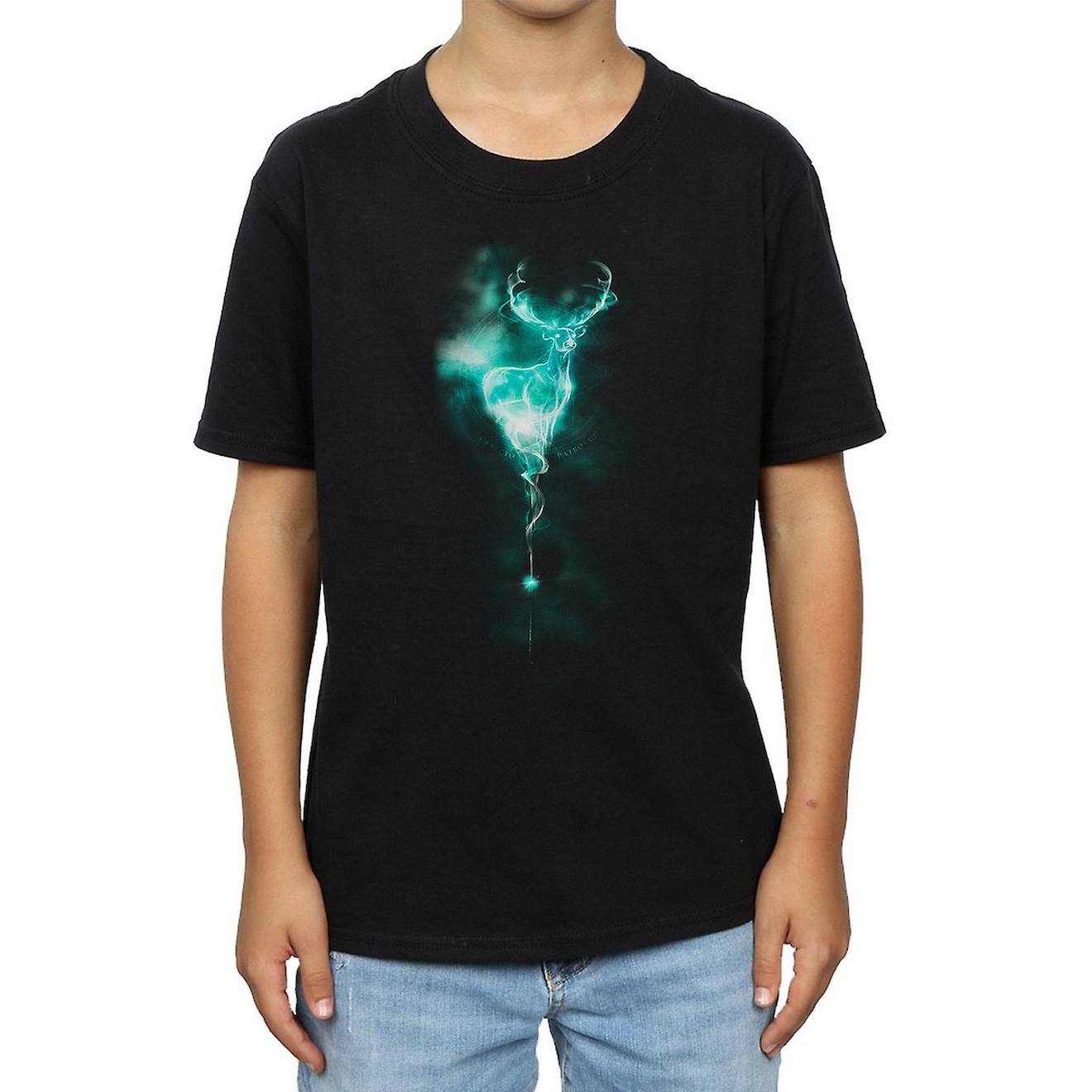 T-shirt En Coton Peigné De Qualité Supérieure Harry Potter Patronus Noir