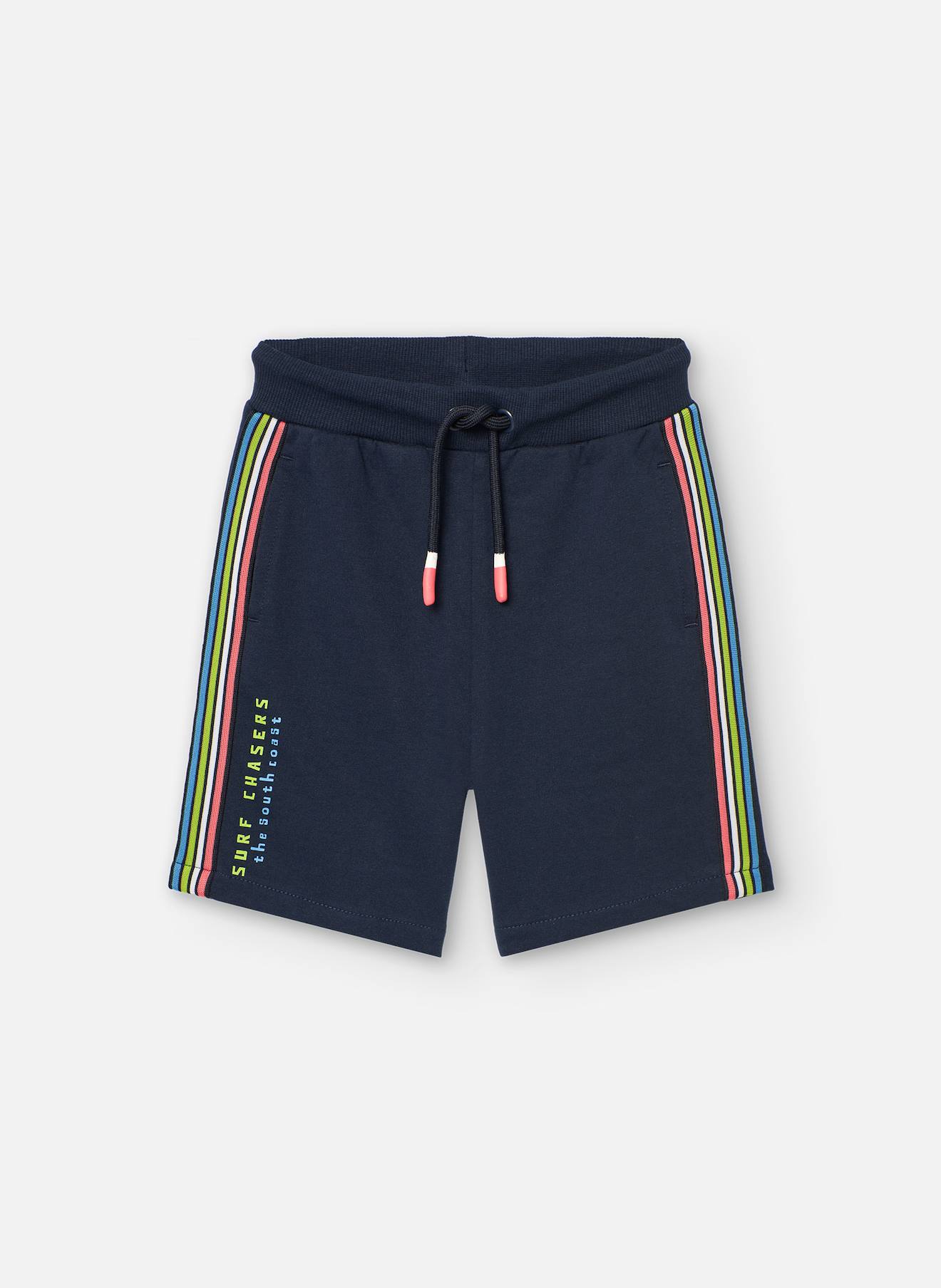 Bermuda En Coton Avec Cordon De Serrage Bleu