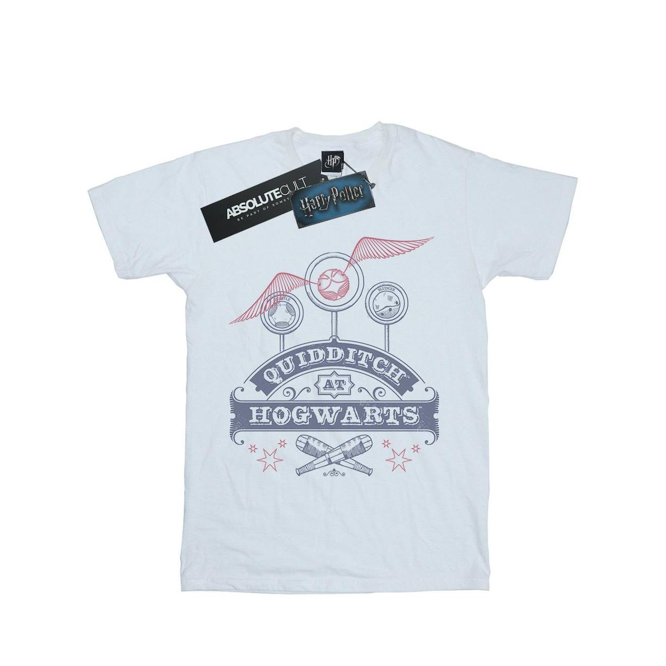 T-shirt Coton Harry Potter Quidditch At Hogwarts Blanc