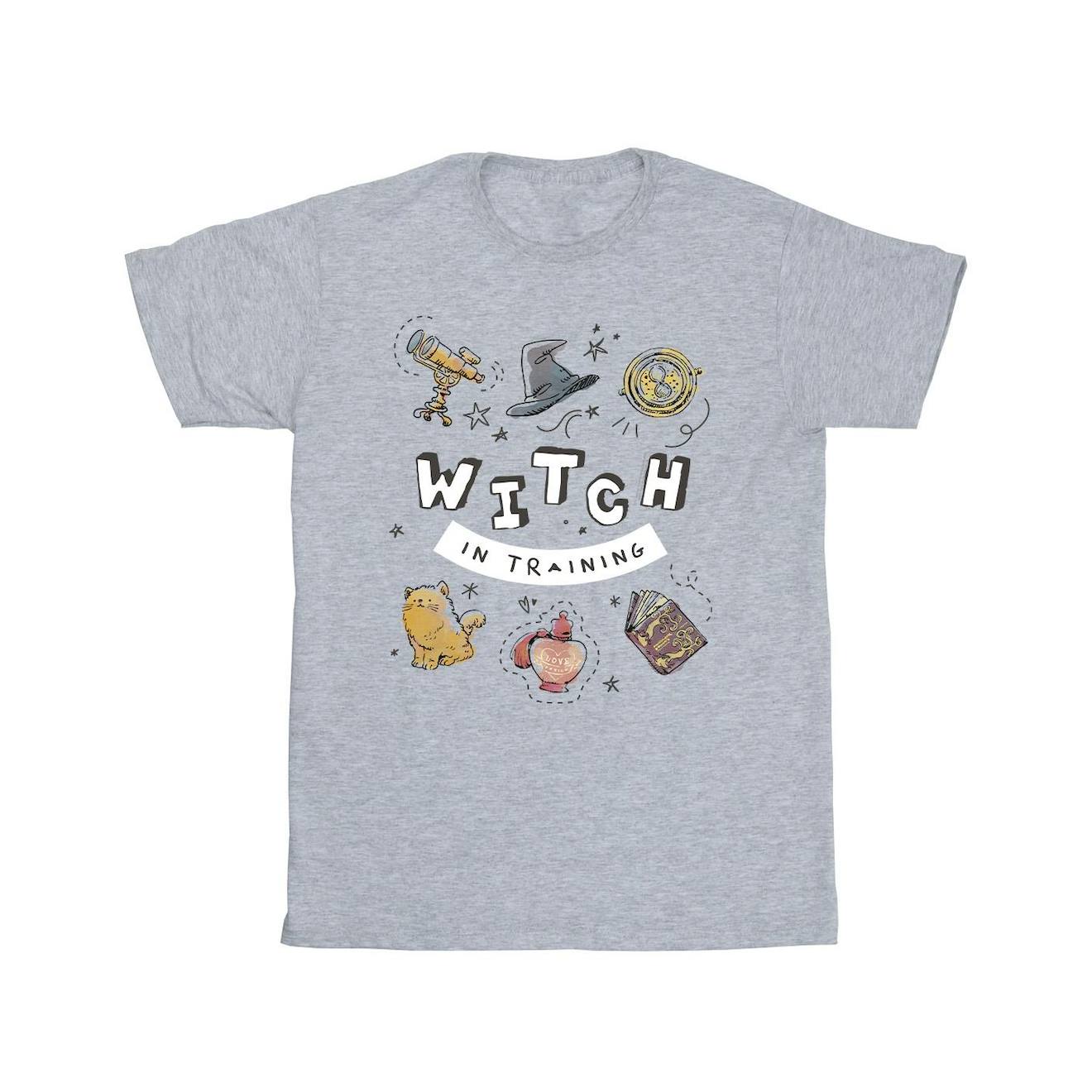 T-shirt Coton Harry Potter Witch In Training Gris Chiné