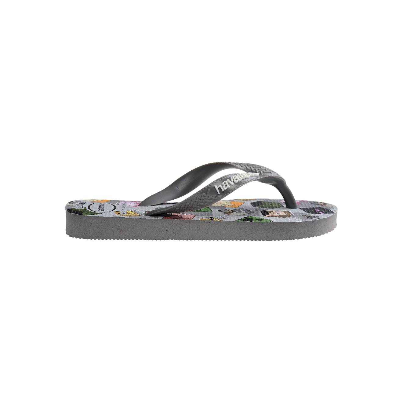 Tongs Enfant Minecraft - Plage Piscine Été Garçon Steel Gris