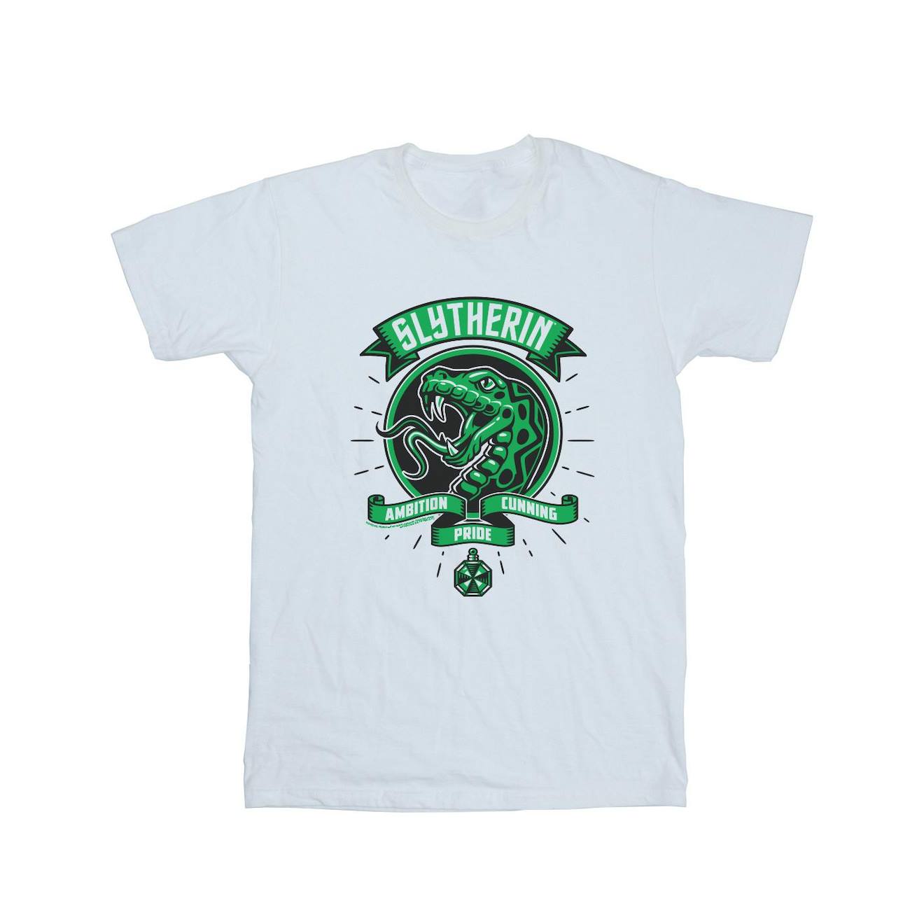 T-shirt En Coton Peigné De Qualité Supérieure Harry Potter Slytherin Blanc
