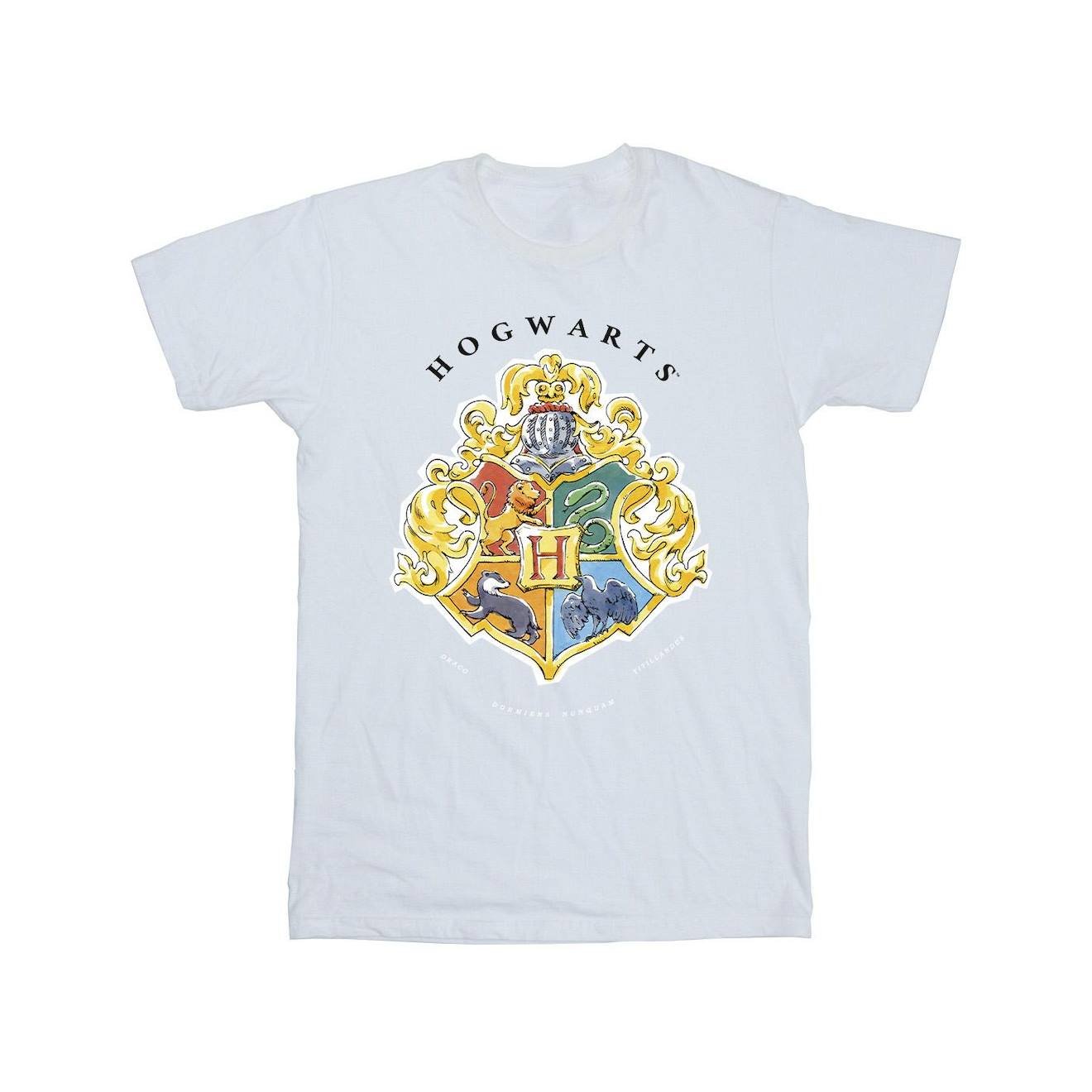 T-shirt Coton Harry Potter Hogwarts Blanc