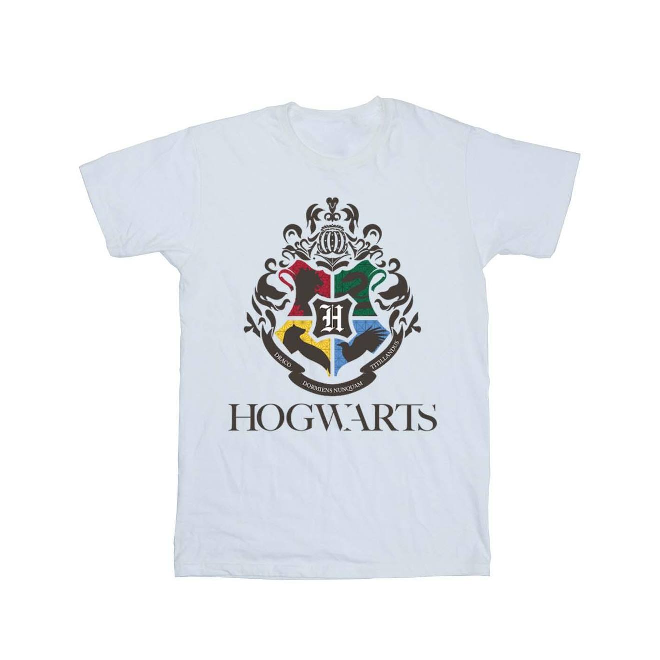 T-shirt En Coton Peigné De Qualité Supérieure Harry Potter Hogwarts Blanc
