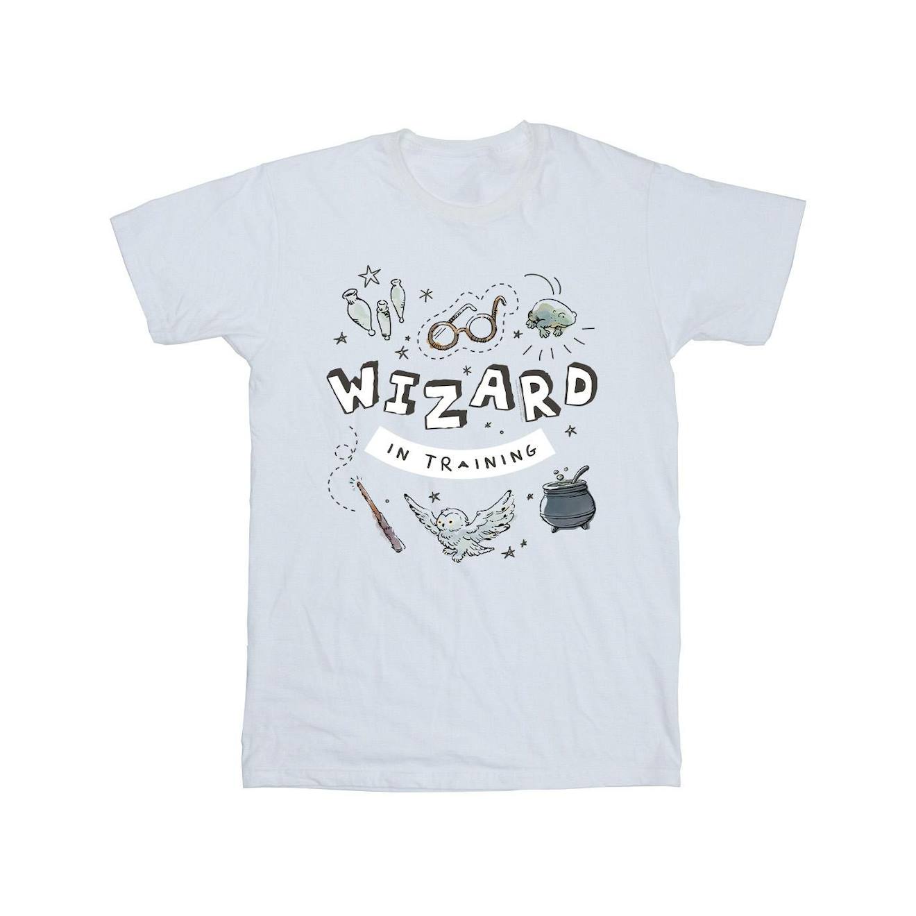 T-shirt Coton Harry Potter Wizard In Training Blanc