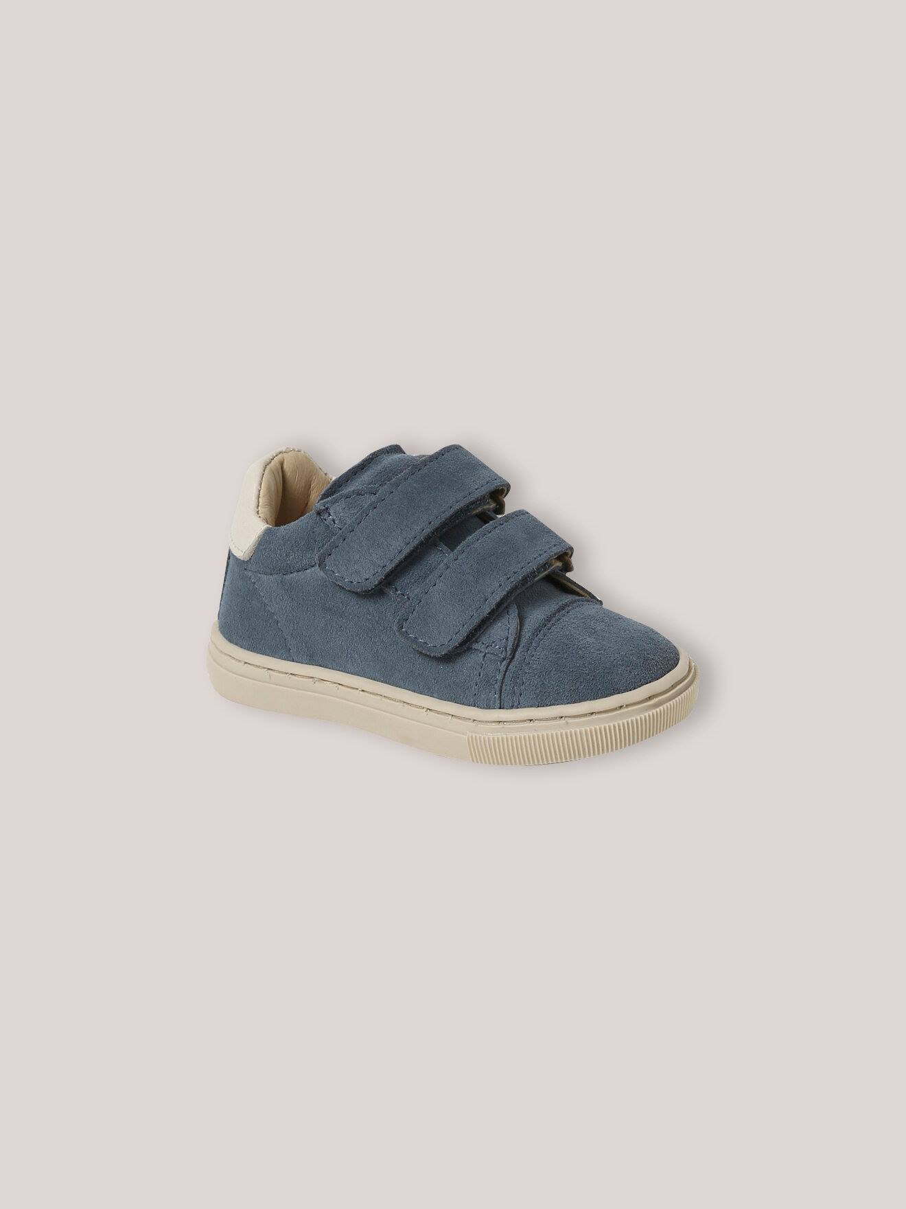 Baskets Basses En Cuir Bébé Bleu Grise