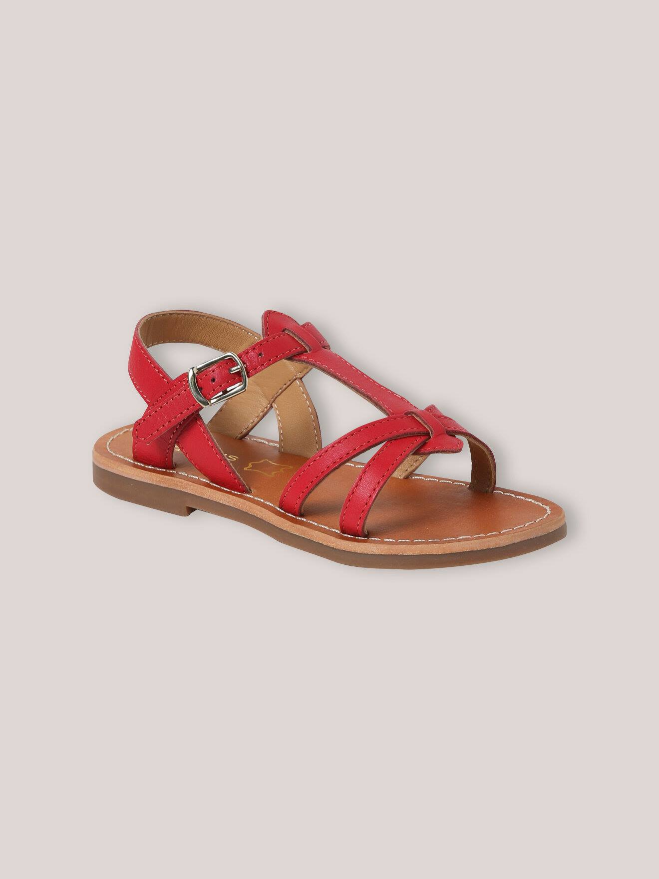 Sandales En Cuir Fille Rouge
