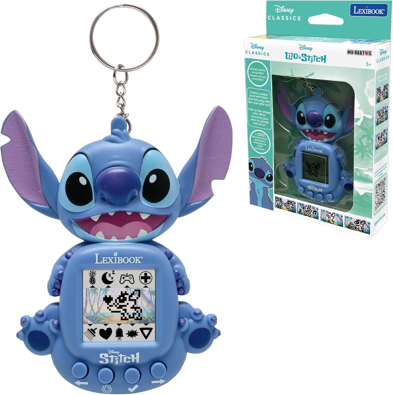Console My Best-e 3 Jeux De L'univers Disney Stitch, Compagnon Interactif Et Éducatif Pour Enfants, 8 Catégories De Jeux, Écran Colorisé Bleu
