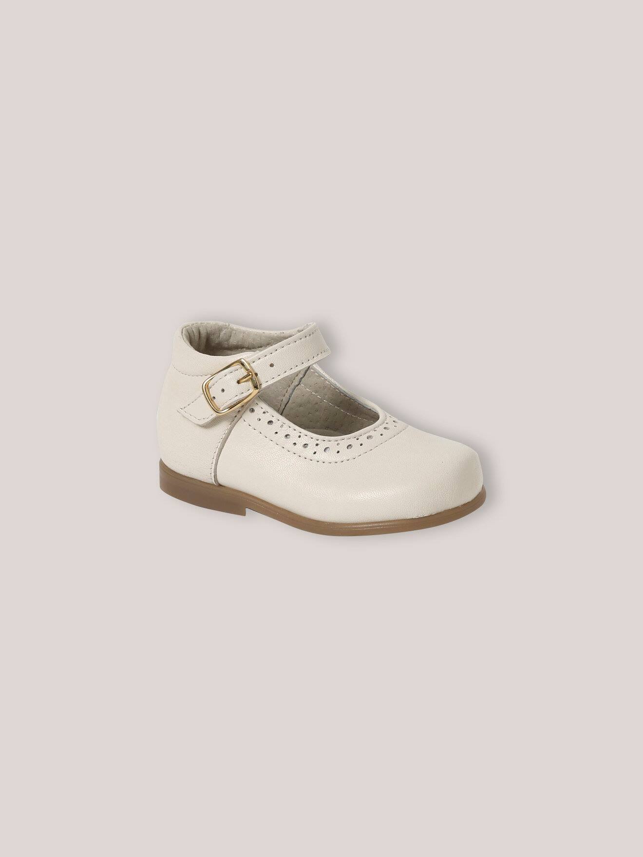 Salomés En Cuir Bébé Ecru