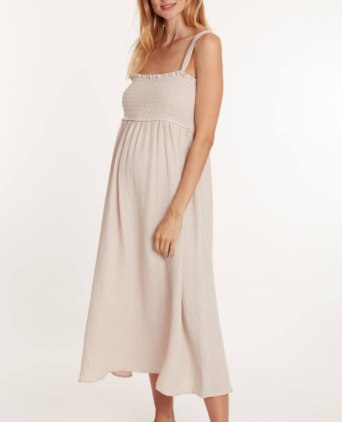 Robe Longue De Grossesse Et D'allaitement Lola Beige