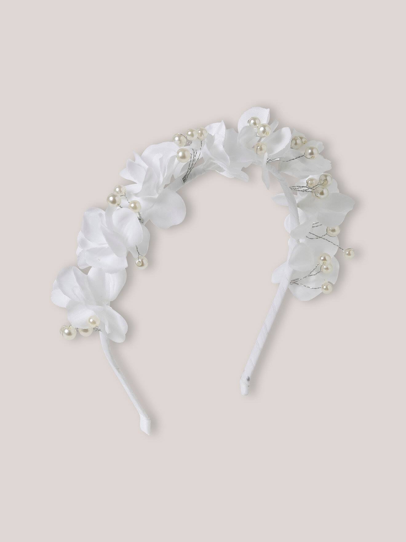 Serre-tête Fleurs Fille Blanc