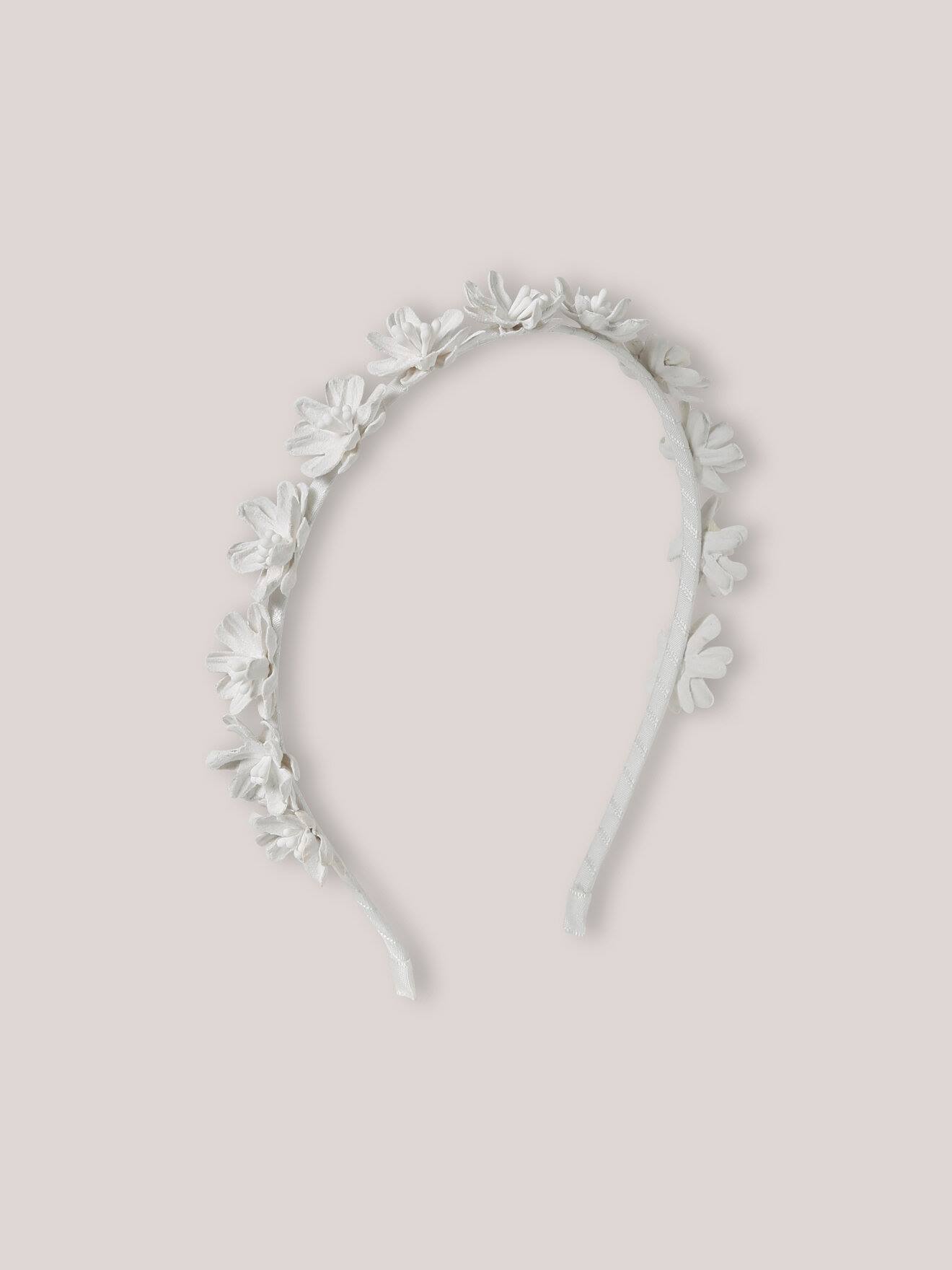 Serre-tête Fleurs Fille Ecru