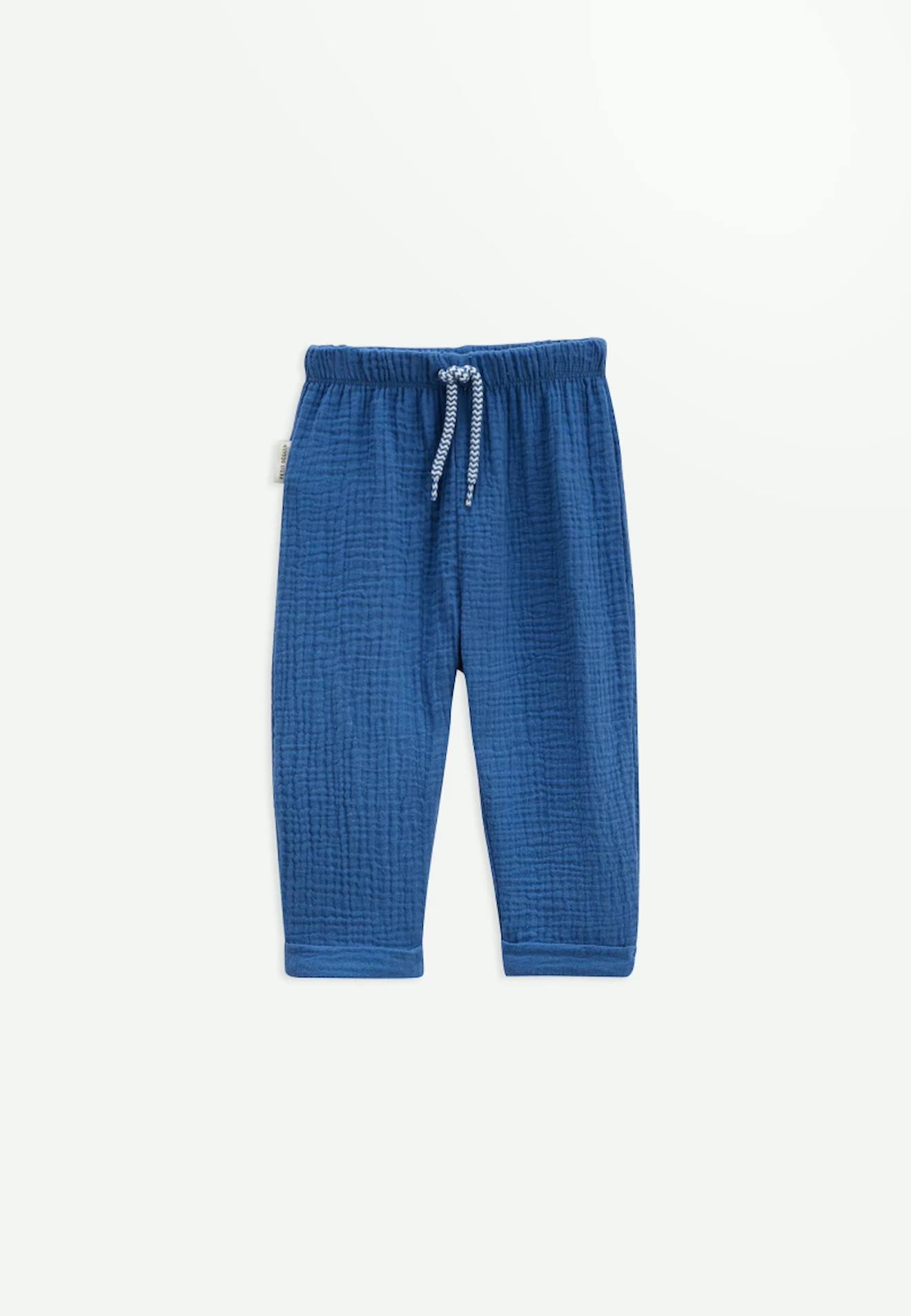 Pantalon Enfant En Gaze De Coton Flora Bleu