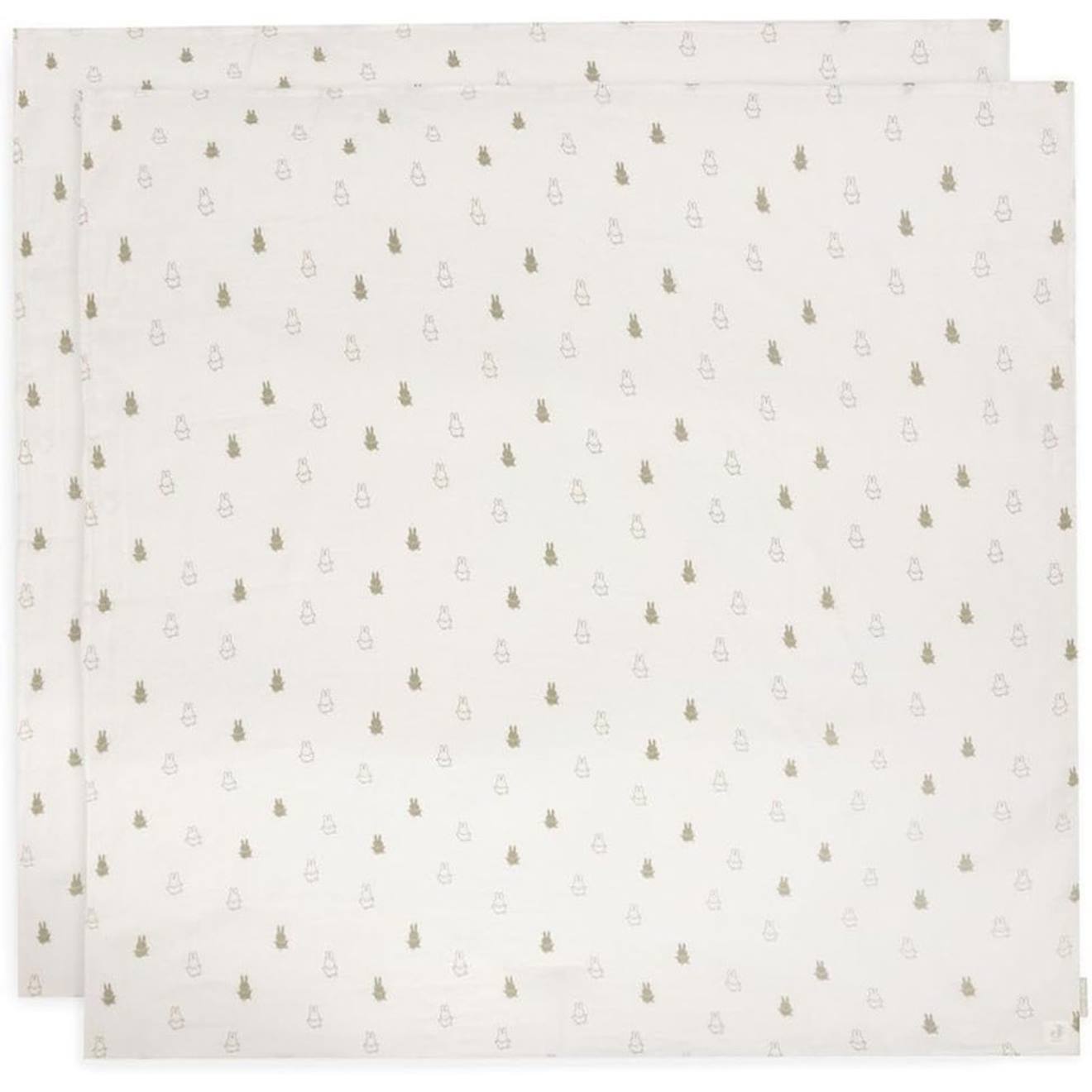 Lot De 2 Grands Langes Gaze De Coton Happy Miffy Vert Olive