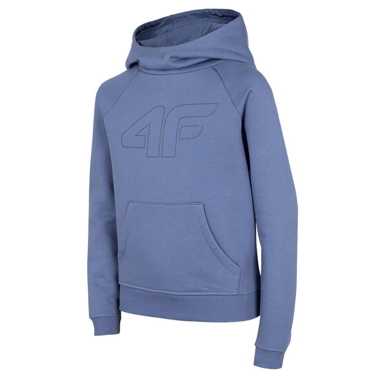 Sweat À Capuche Coton Bleu Denim