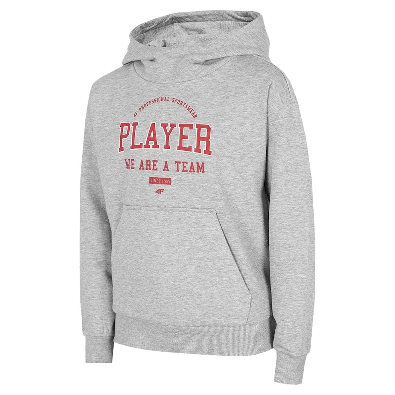 Sweat À Capuche Coton Gris Clair Chiné