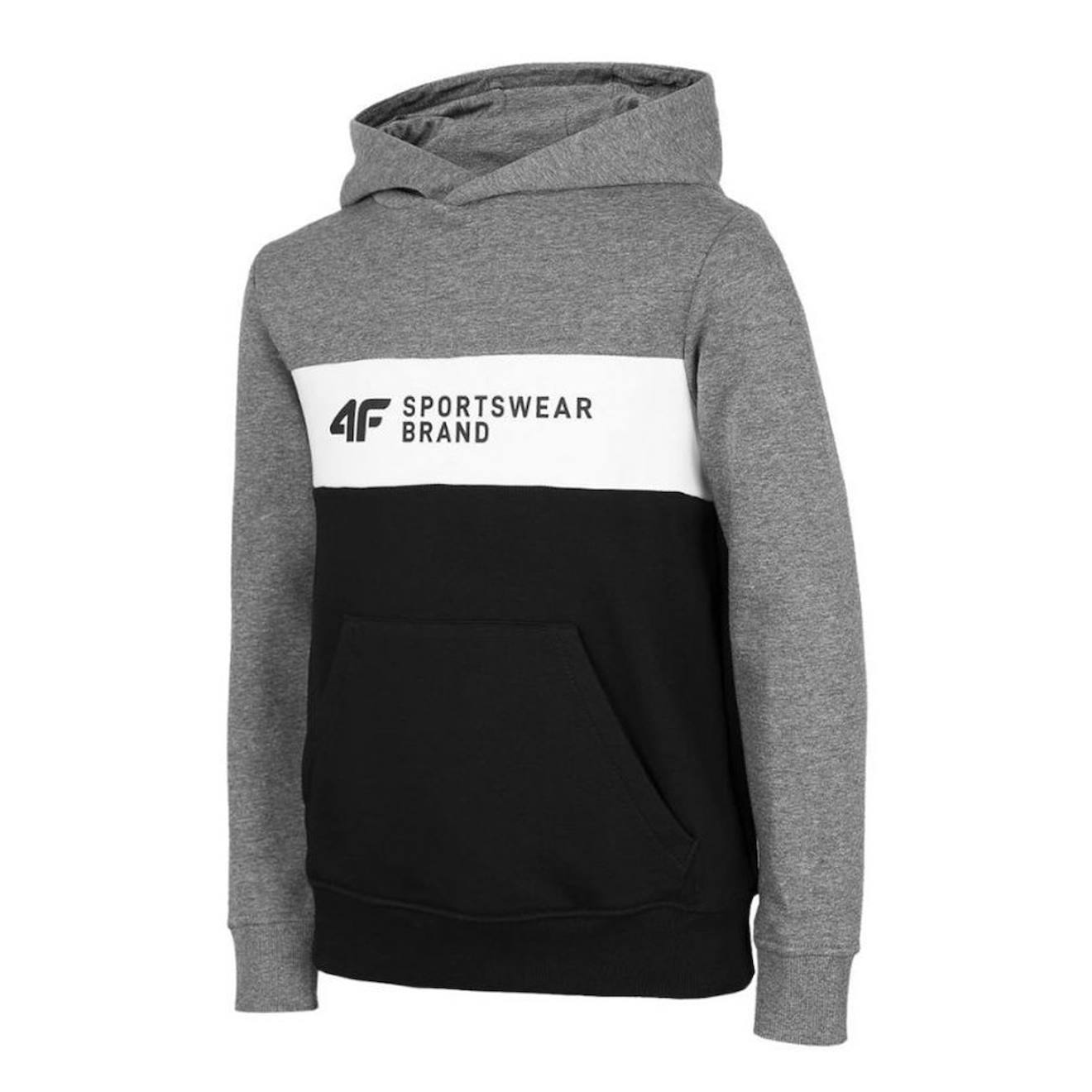Sweat À Capuche Coton Noir / Gris / Blanc