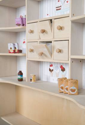 Stand De Café En Bois FSC Pour Enfant - 42x15x22 Cm, Accessoires Inclus, Jeu D'imitation 3 Ans Et Plus