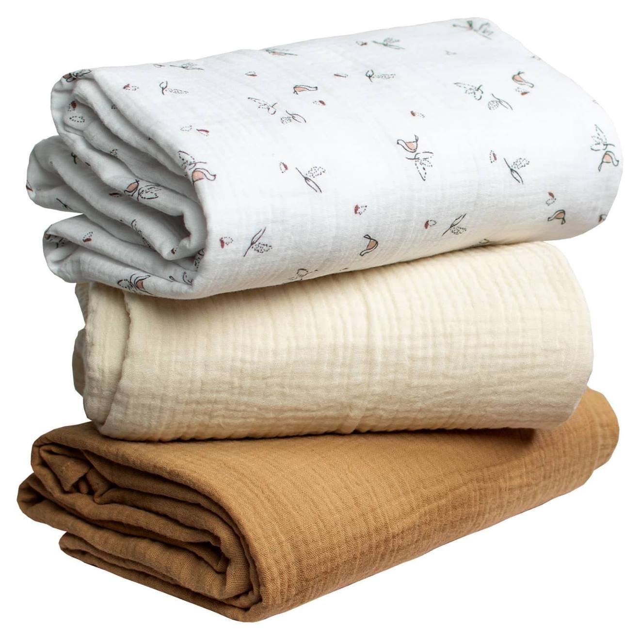 Lot De 3 Maxi Langes Melody Écru Et Camel Melody, Blanc Imprimé Minimali