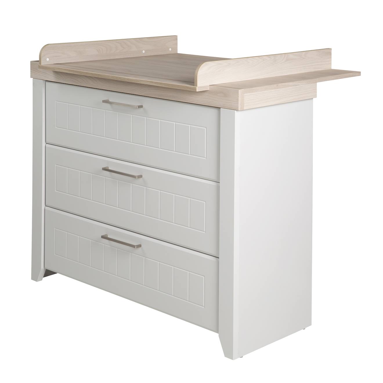 Commode À Langer Évolutive 3 Tiroirs Helene Gris Clair / Décor Luna Elm